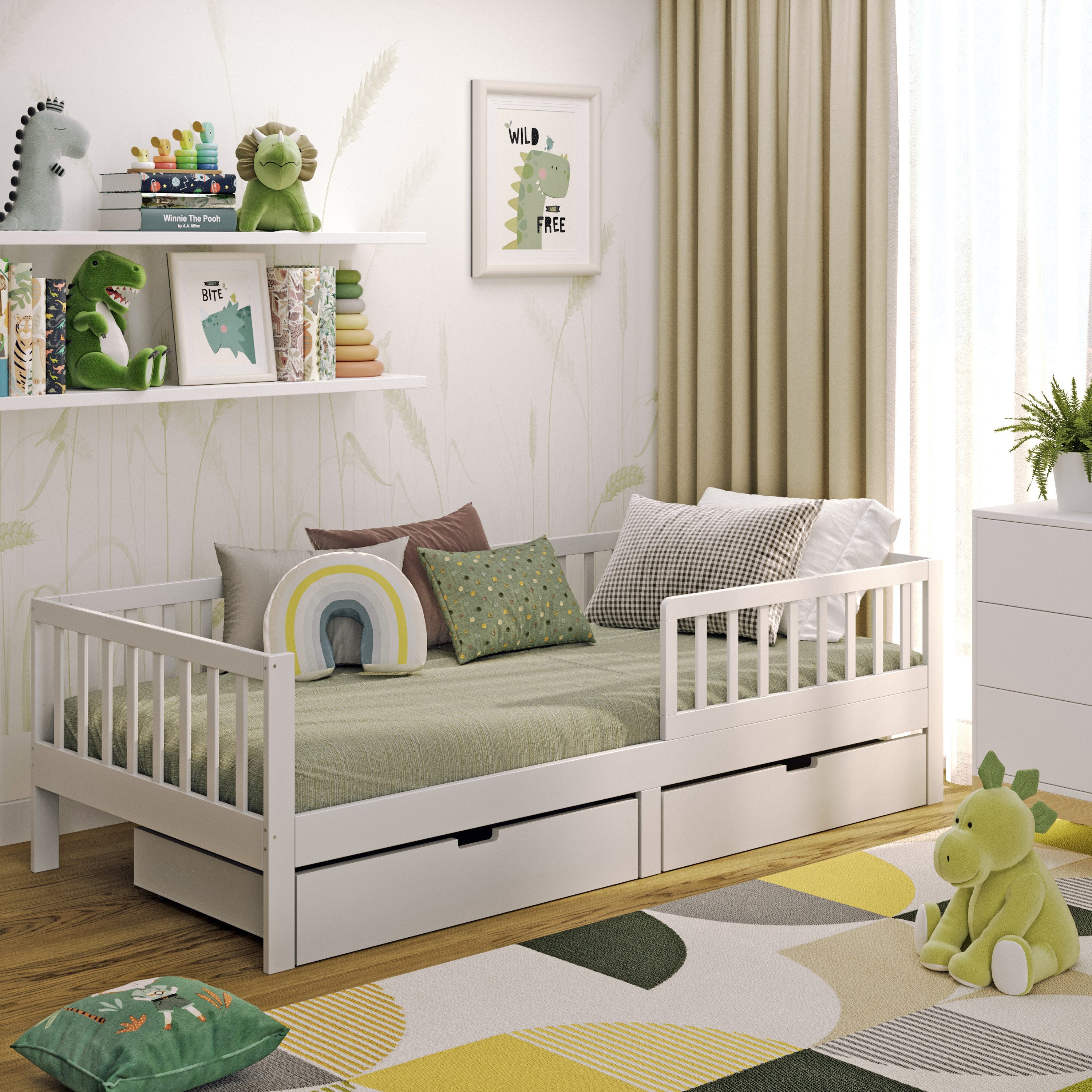 CADANI Kinderbett Nik - abnehmbarer Rausfallschutz - bis 200 kg belastbar ( günstig online kaufen