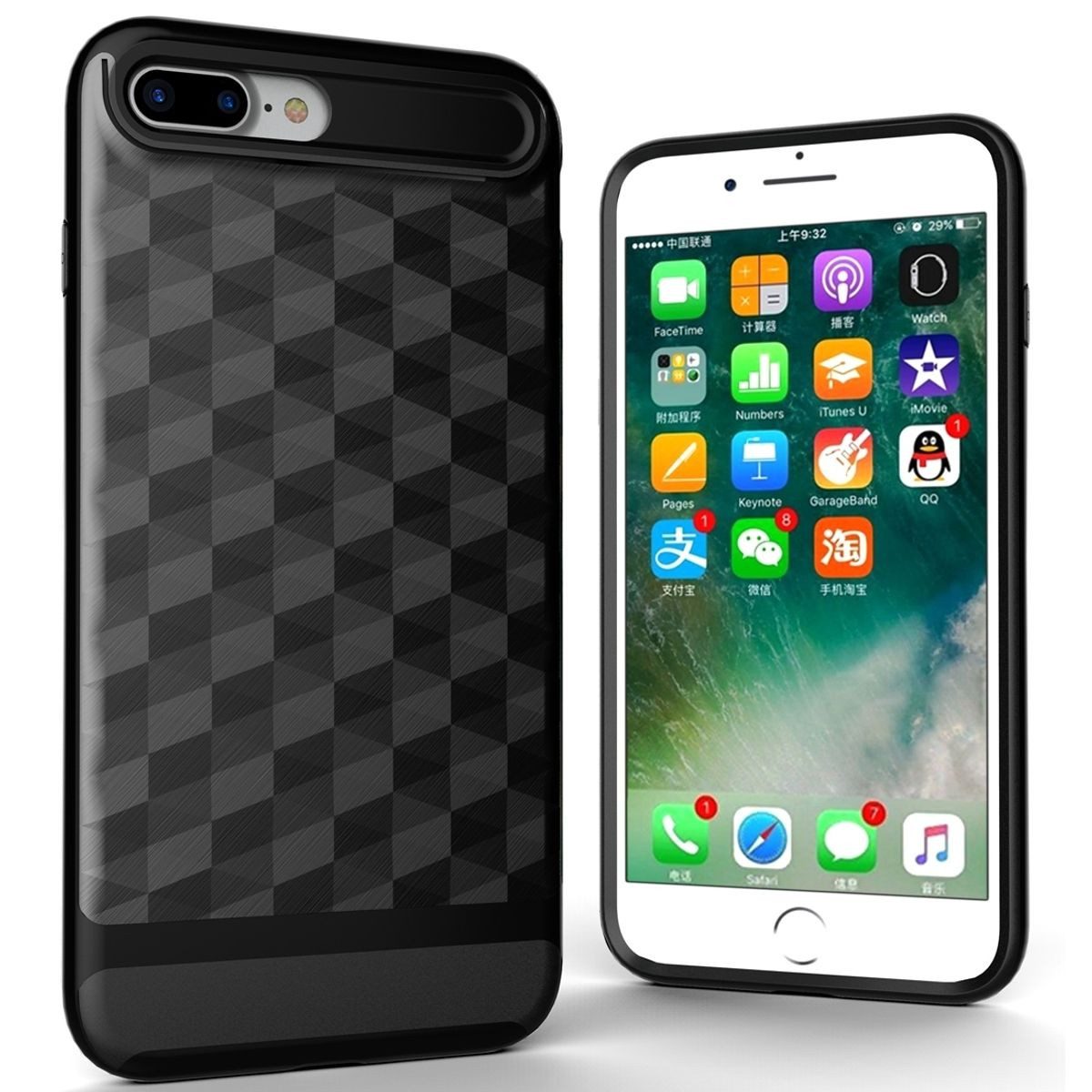 König Design Handyhülle Apple iPhone 8 Plus, Apple iPhone 8 Plus Handyhülle Backcover Schwarz