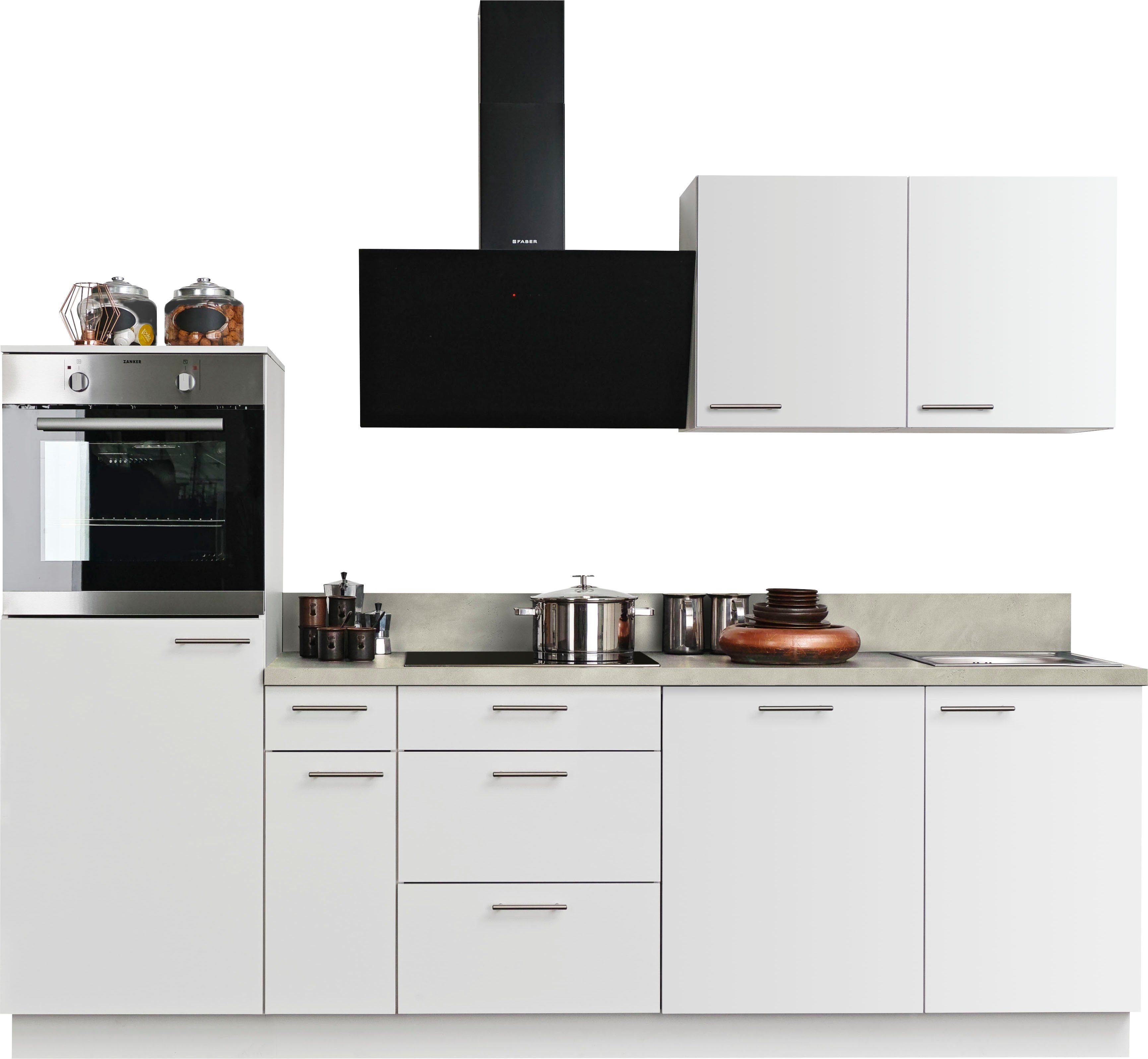 Küchenzeile KS-Scafa, vormontiert, mit höhenverstellbaren Füßen, vormontiert, mit