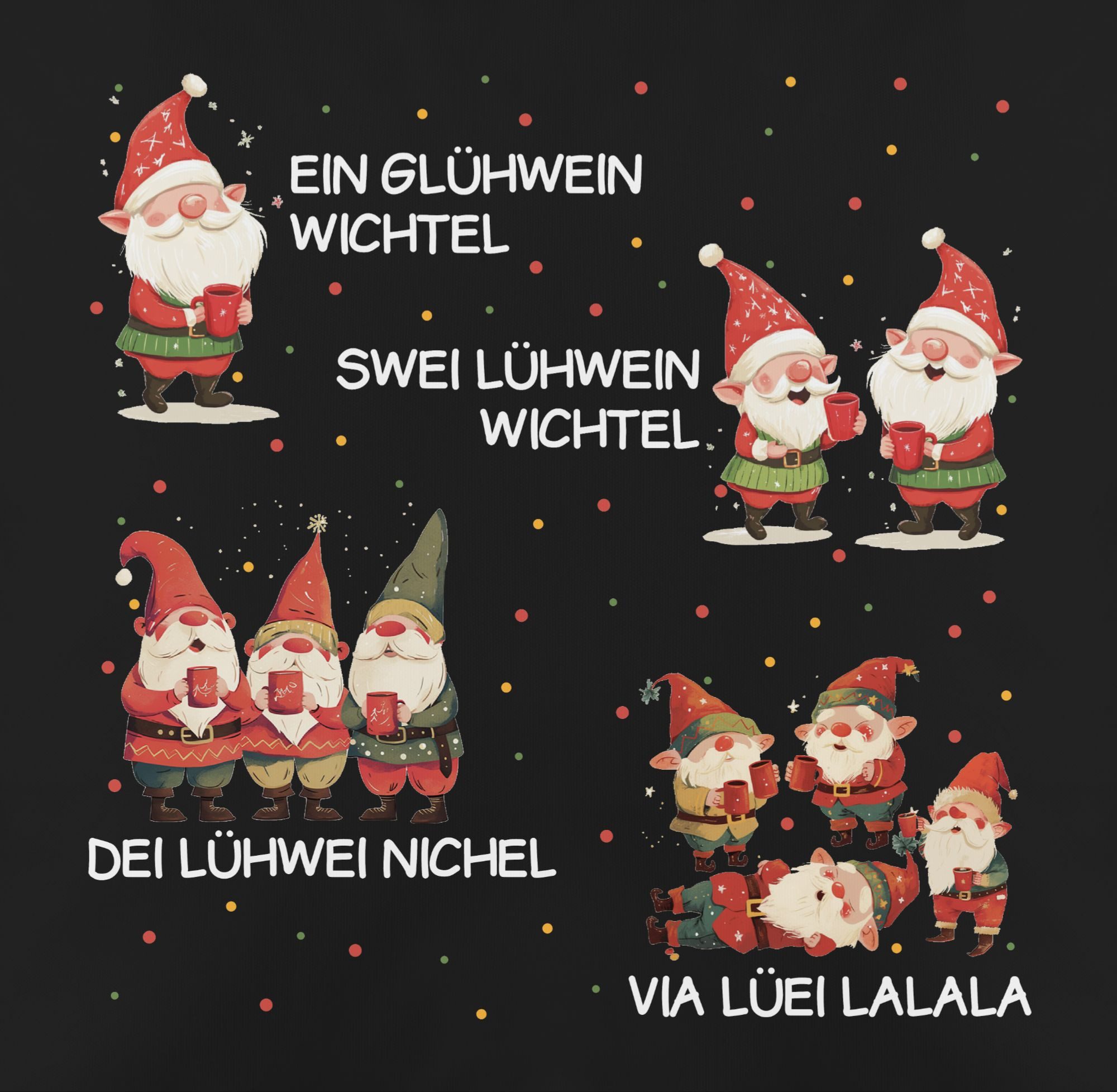 Shirtracer Dekokissen Ein Glühwein Swei Glühwein, Wichtel, Ein Glühwein Zwei Glühwein, We, Weihnachtskissen Christmas