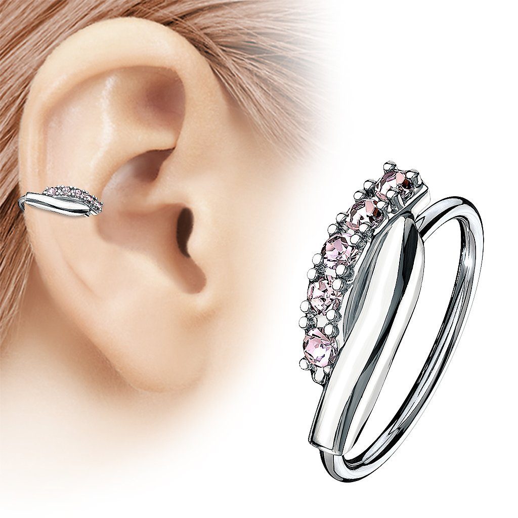Taffstyle Nasenpiercing Helix Tragus Ohr Piercing Biegbar filigraner Ring mit Kristallen, Ring Zirkonia Glitzer Kristallen Septum Nase Lippe Nasenring Knorpel
