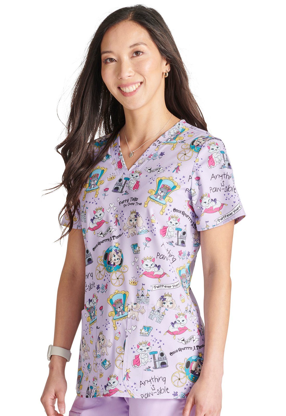 Cherokee Funktionsbluse Bunt bedruckter Damen Kasack "Furry Tales Katzen und Hunde" Kasack mit Motiv