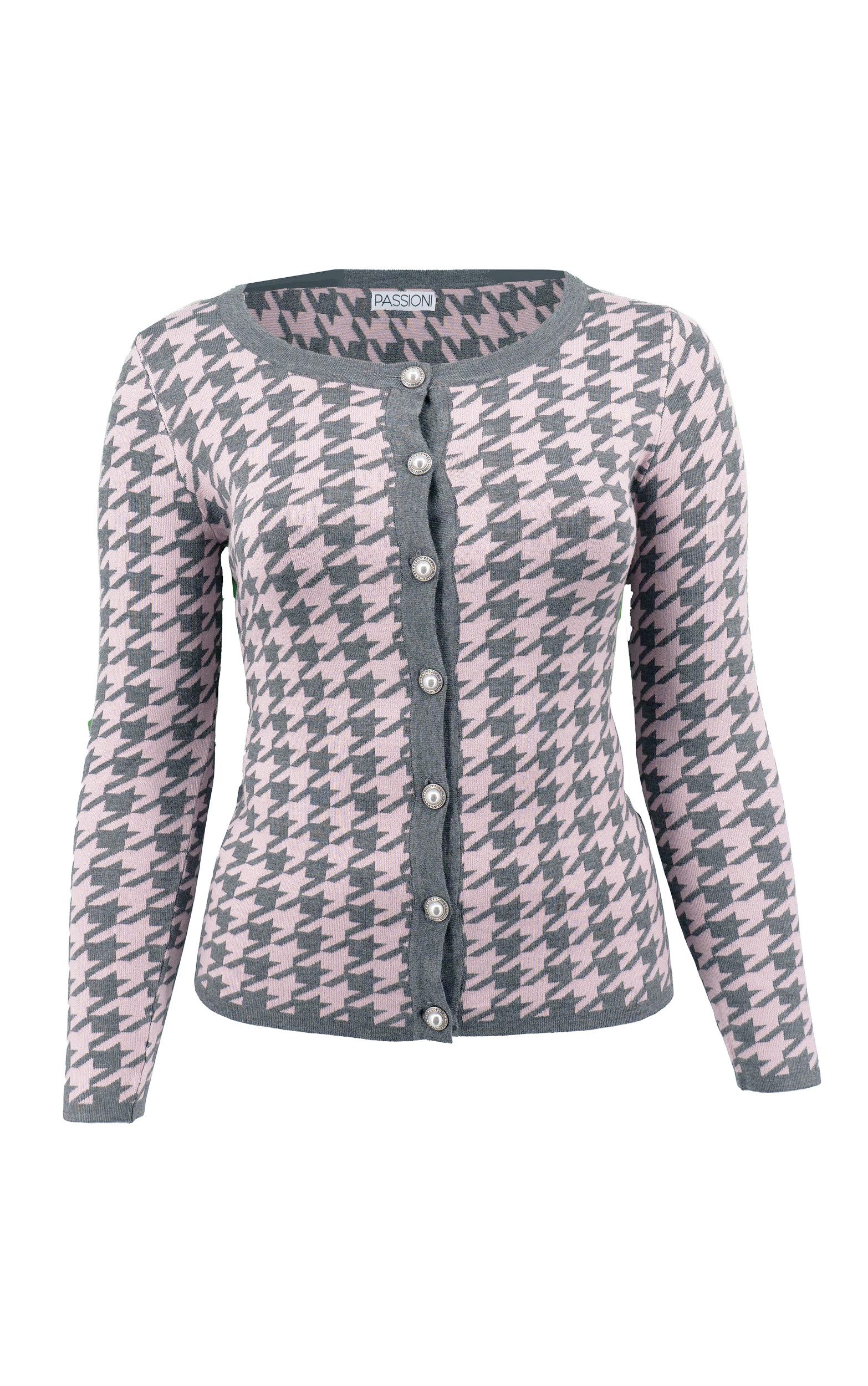 Passioni Cardigan mit Hahnentrittmuster und Perlenknöpfen – Bild 4 von 4