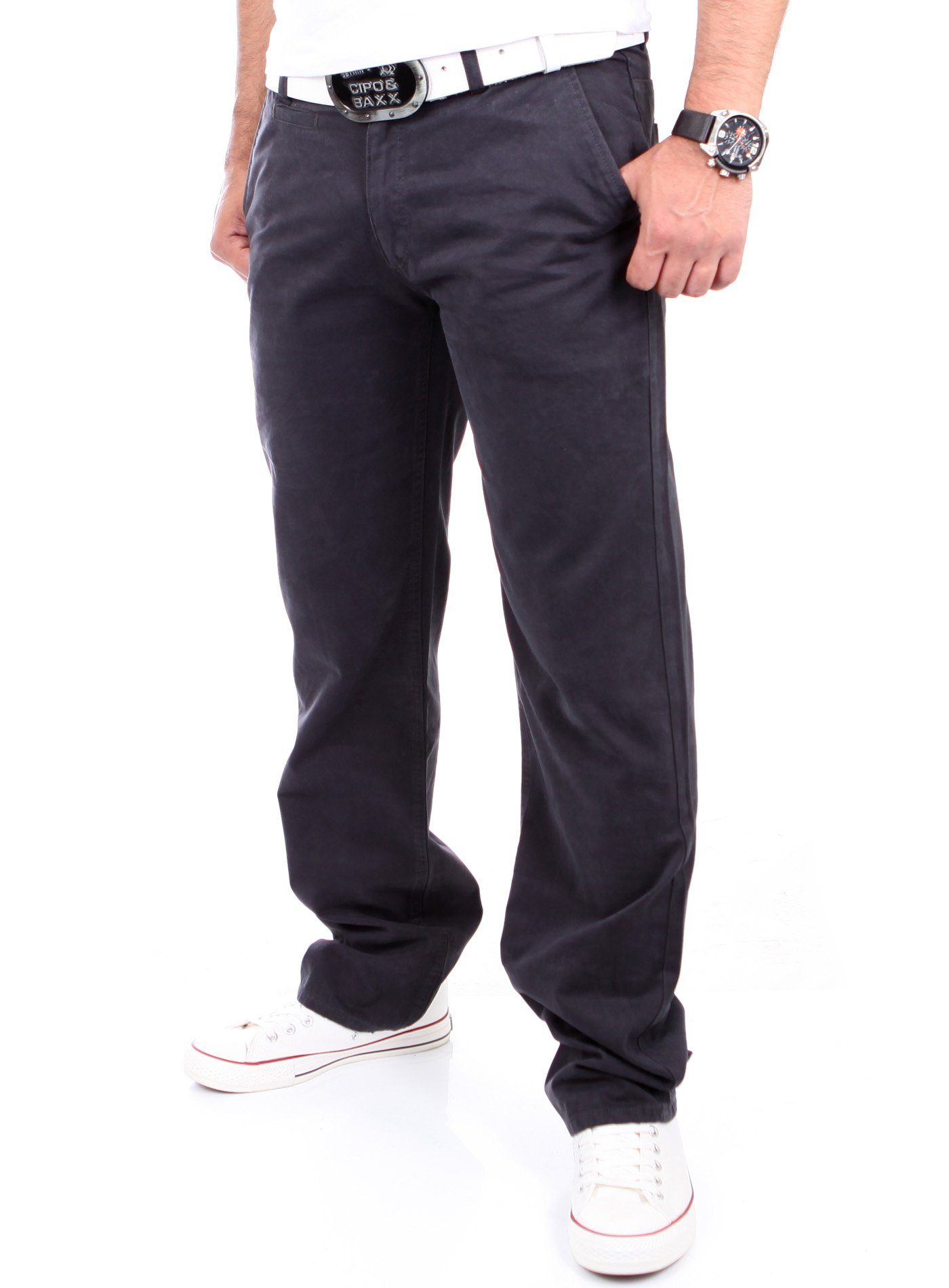 Reslad Chinohose Reslad Herren aus Fit anthrazit Regular Chino Chinohose Hose (1-tlg) Baumwolle