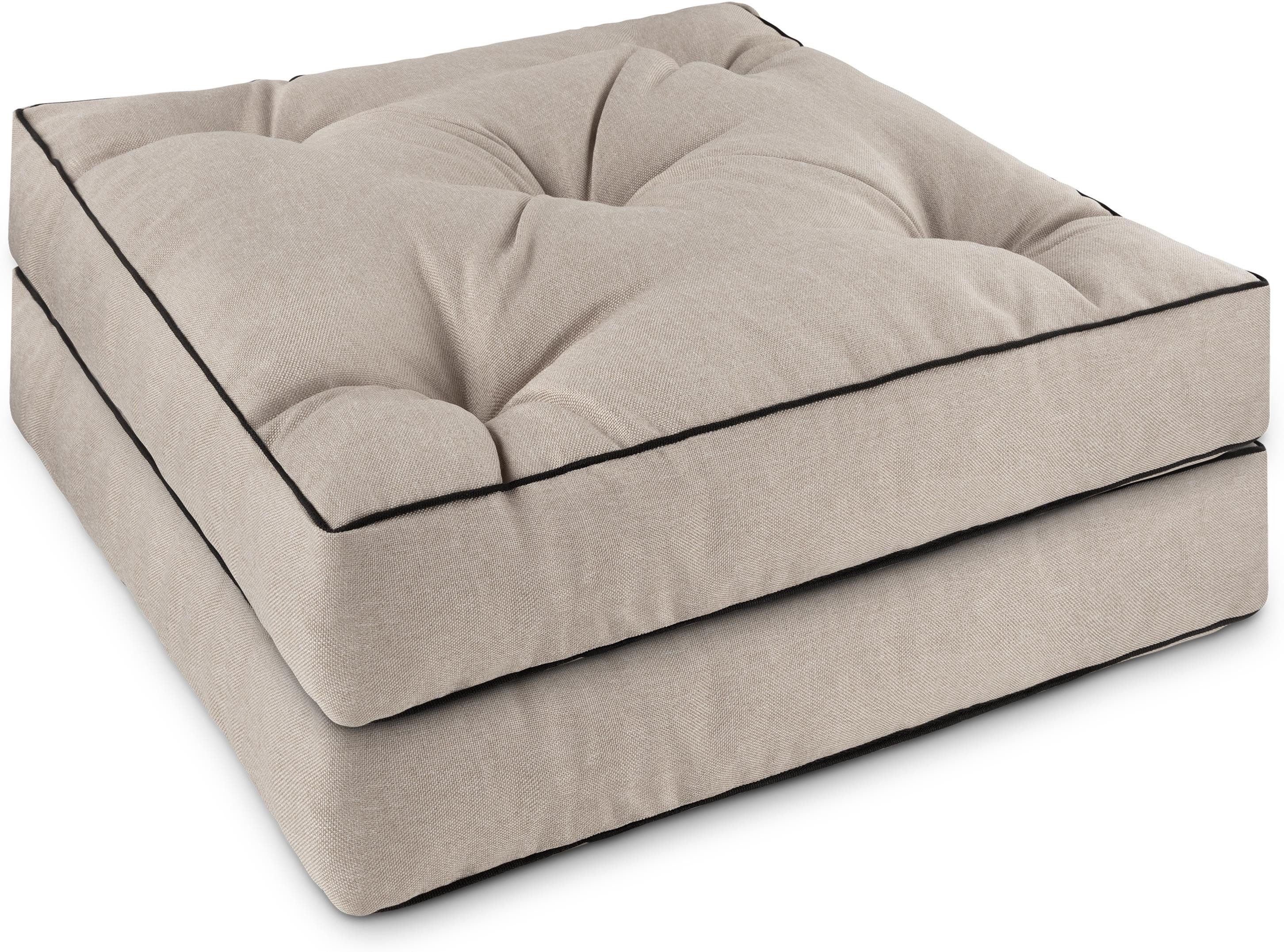 Aspero Sitzauflage 2 Stuhlkissen 50x50 cm Valletta, Gepolsterte Outdoor Auflage mit Steppung