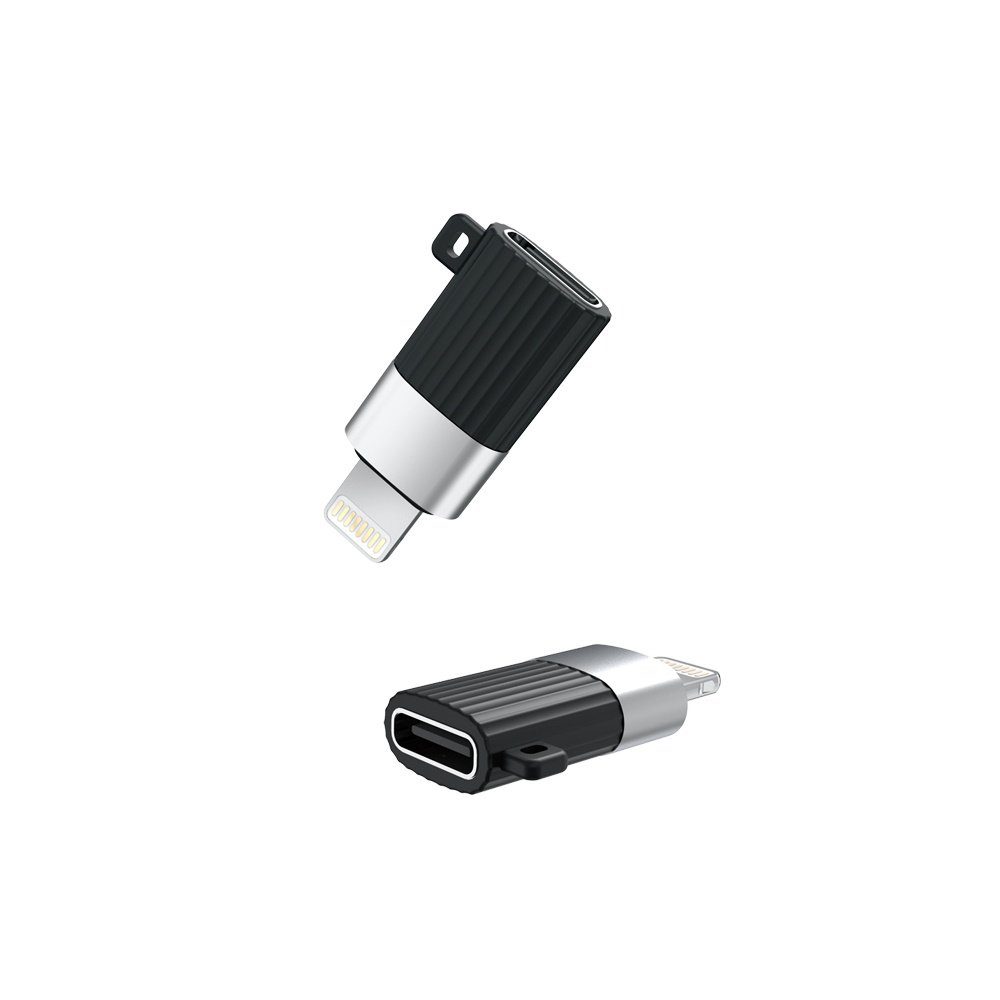 XO XO Adapter Typ-C Buchse auf Lightning wandelt USB-C zu Lightning  kompatibel mit Smartphone schwarz Smartphone-Adapter