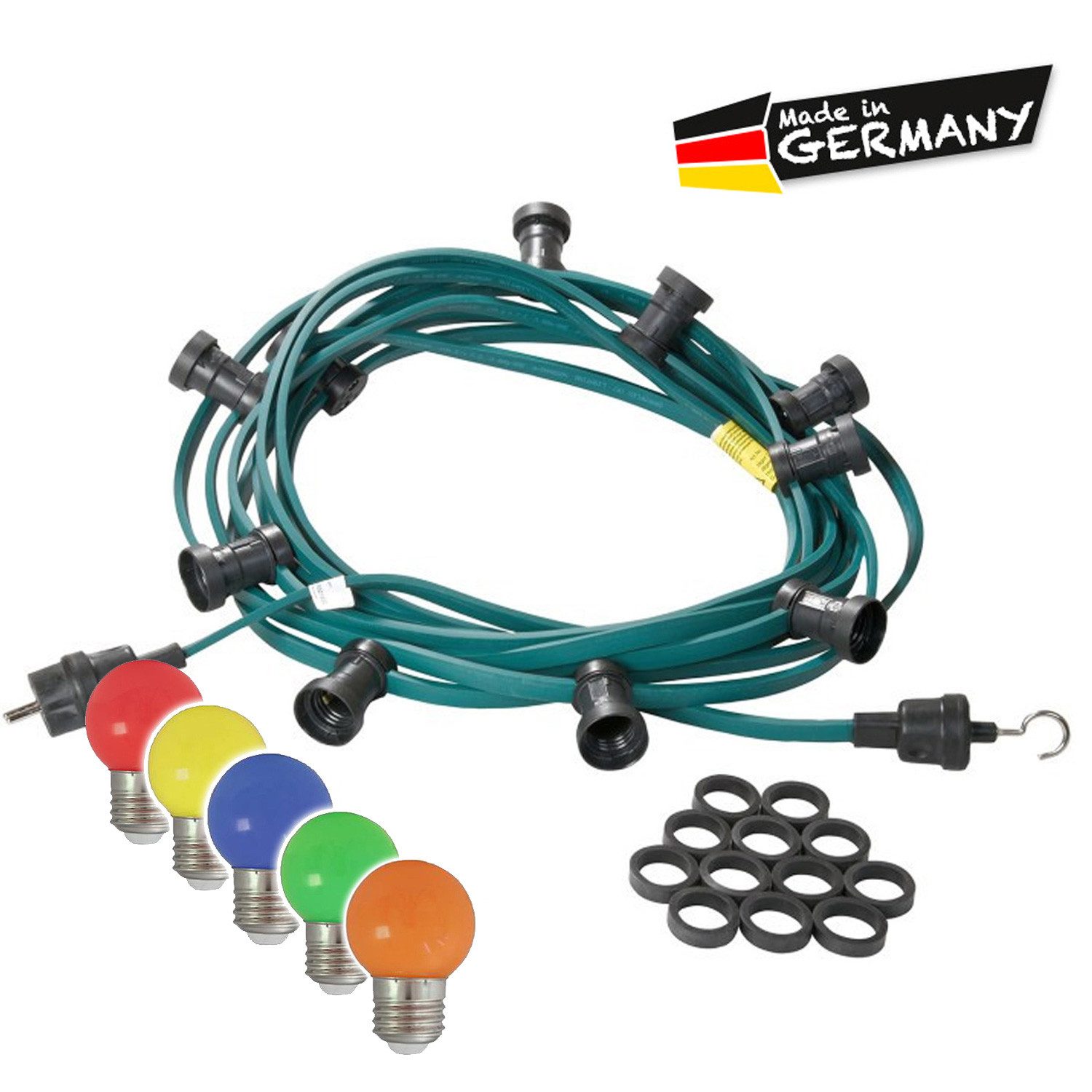 SPICELITE LED-Lichterkette Illu- Party Garten Außenlichterkette 10m grün 10 bunte LED Kugellampen, 10-flammig