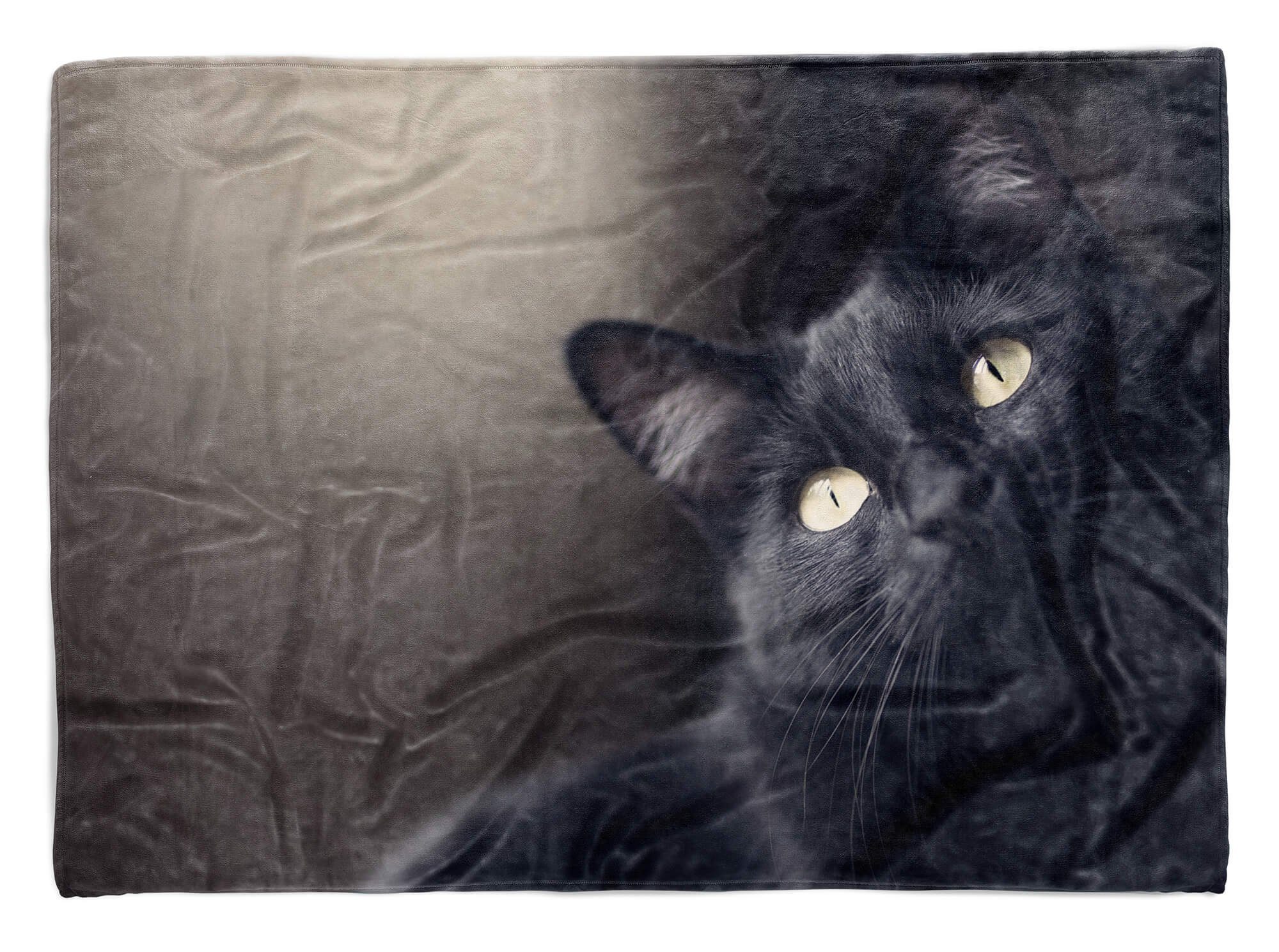 Sinus Art Handtücher Handtuch Strandhandtuch Saunatuch Kuscheldecke mit  Tiermotiv schwarze Katze Kat, Baumwolle-Polyester-Mix (1-St), Handtuch