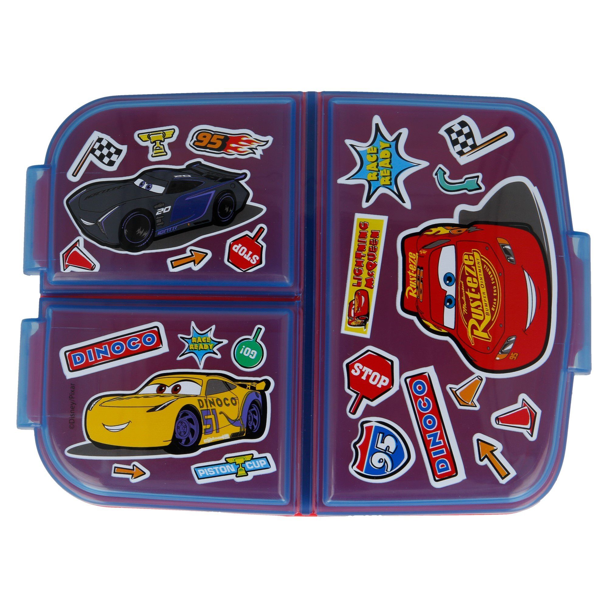 frei mit Disney BPA Lunchbox, Cars Kinder 3-Fach-Unterteilung Brotdose Kunststoff,
