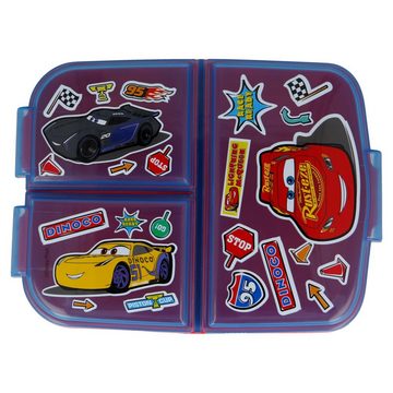 Disney Cars Lunchbox, Kunststoff, Kinder Brotdose mit 3-Fach-Unterteilung BPA frei
