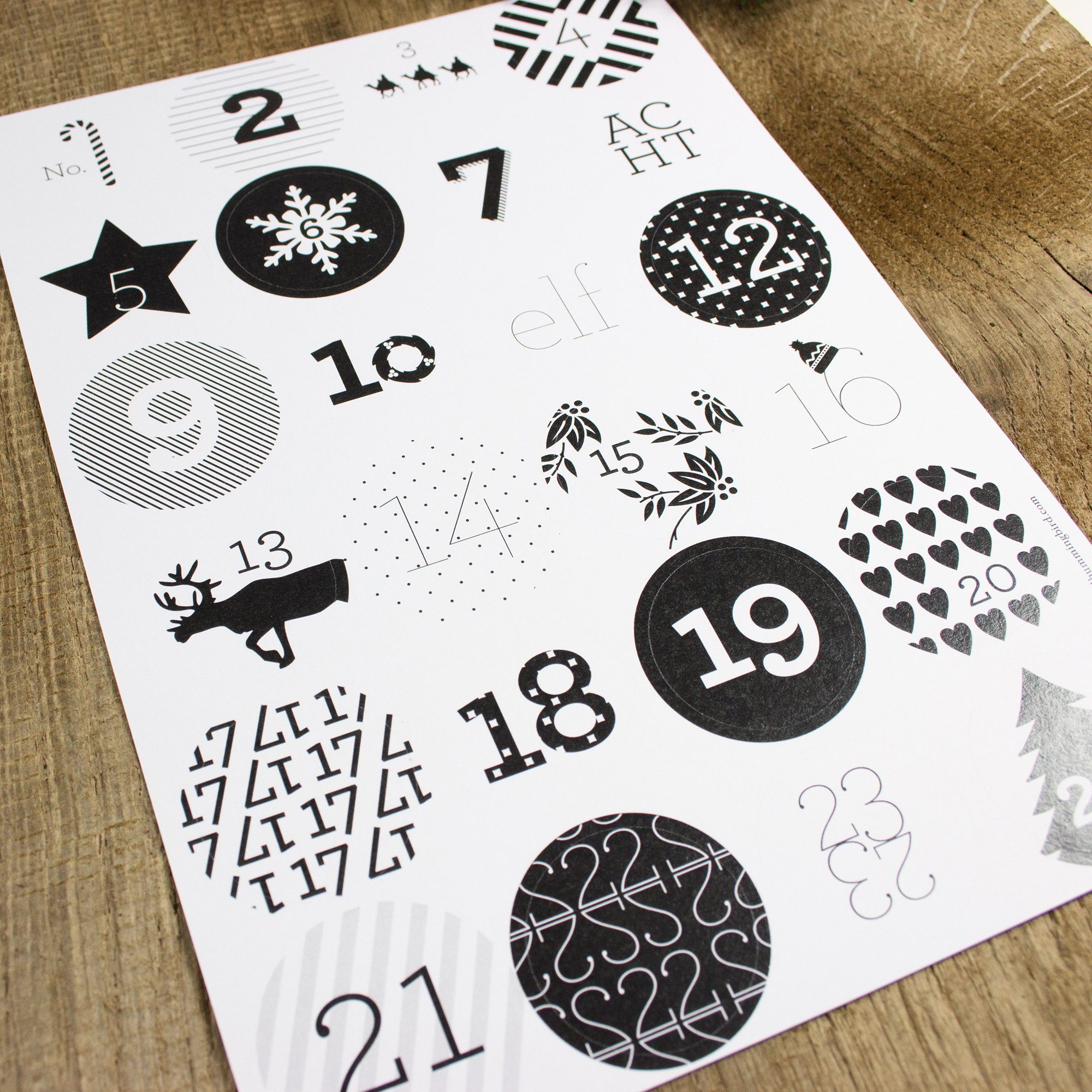 Bow & Hummingbird Adventskalender Adventskalender Schwarz/Weiß, DIY