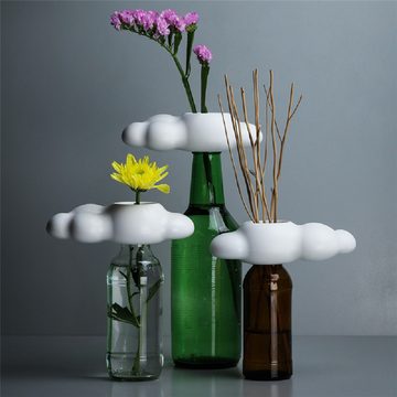 Qualy Design Dekovase Cloud Schraubverschluss Wolke DIY Flaschenvase (Kunststoff, 1 St., ca 12,5 x 6 x 4 cm), Wolkenvase Weiß für Flaschen