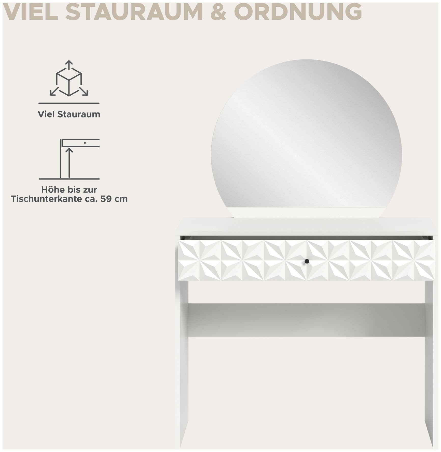 xonox.home Esstisch, Weiß Retro Melamin 90x133x39 cm
