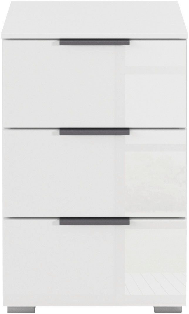 OTTO home Nachtkommode Nachttisch Nachtschrank Nachtkonsole AGORDO mit Glasfront (in zwei Griff-Farben, Breite 40 cm), mit 3 geräumigen Schubladen für viel Stauraum MADE IN GERMANY