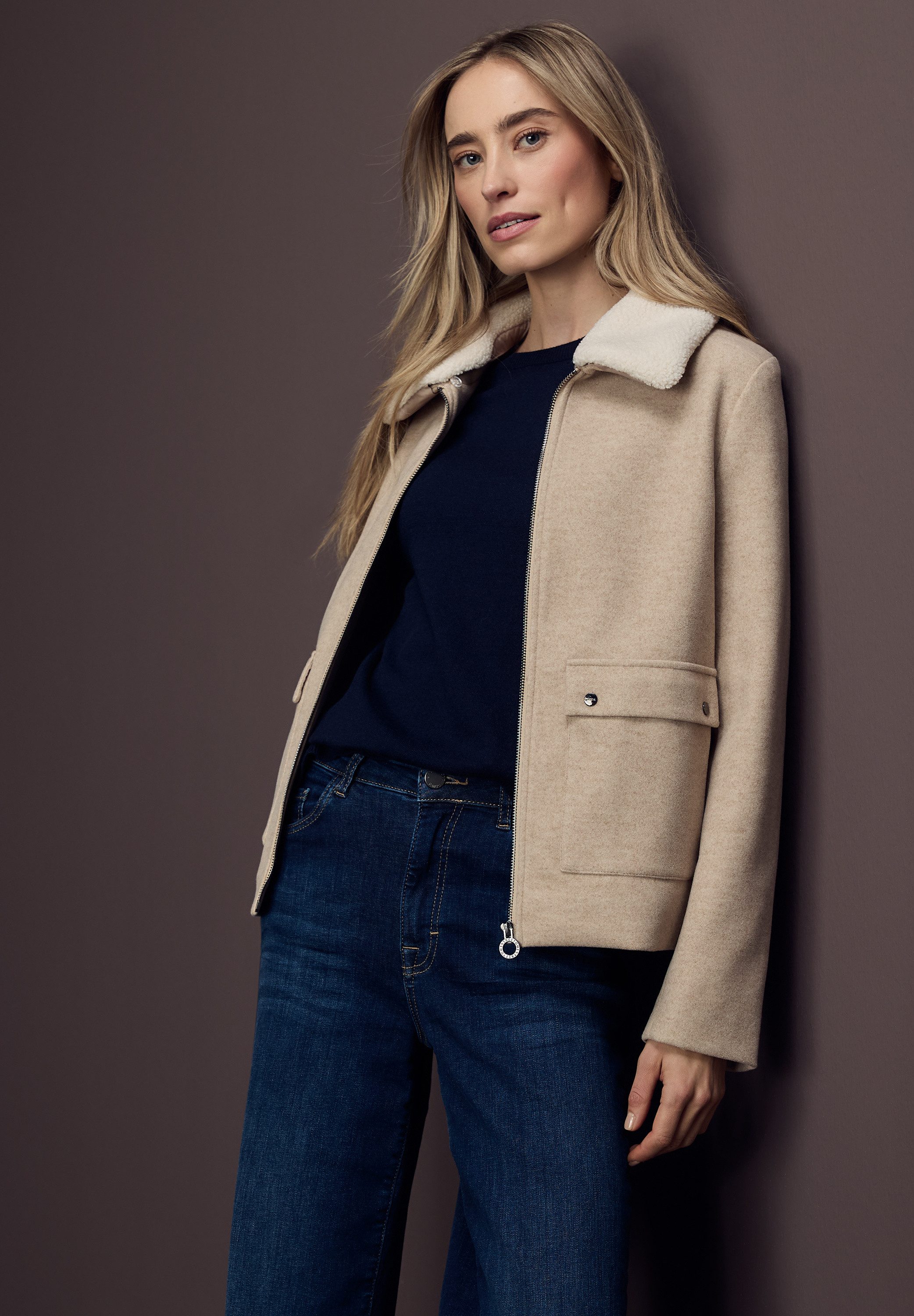 STREET ONE Kurzjacke Abnehmbarer Kragenbesatz