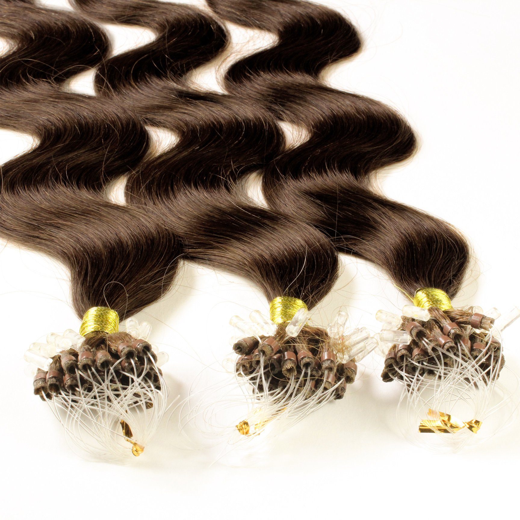 Microring Loops 40cm #6/3 Gold Dunkelblond 0.5g Echthaar-Extension hair2heart gewellt -