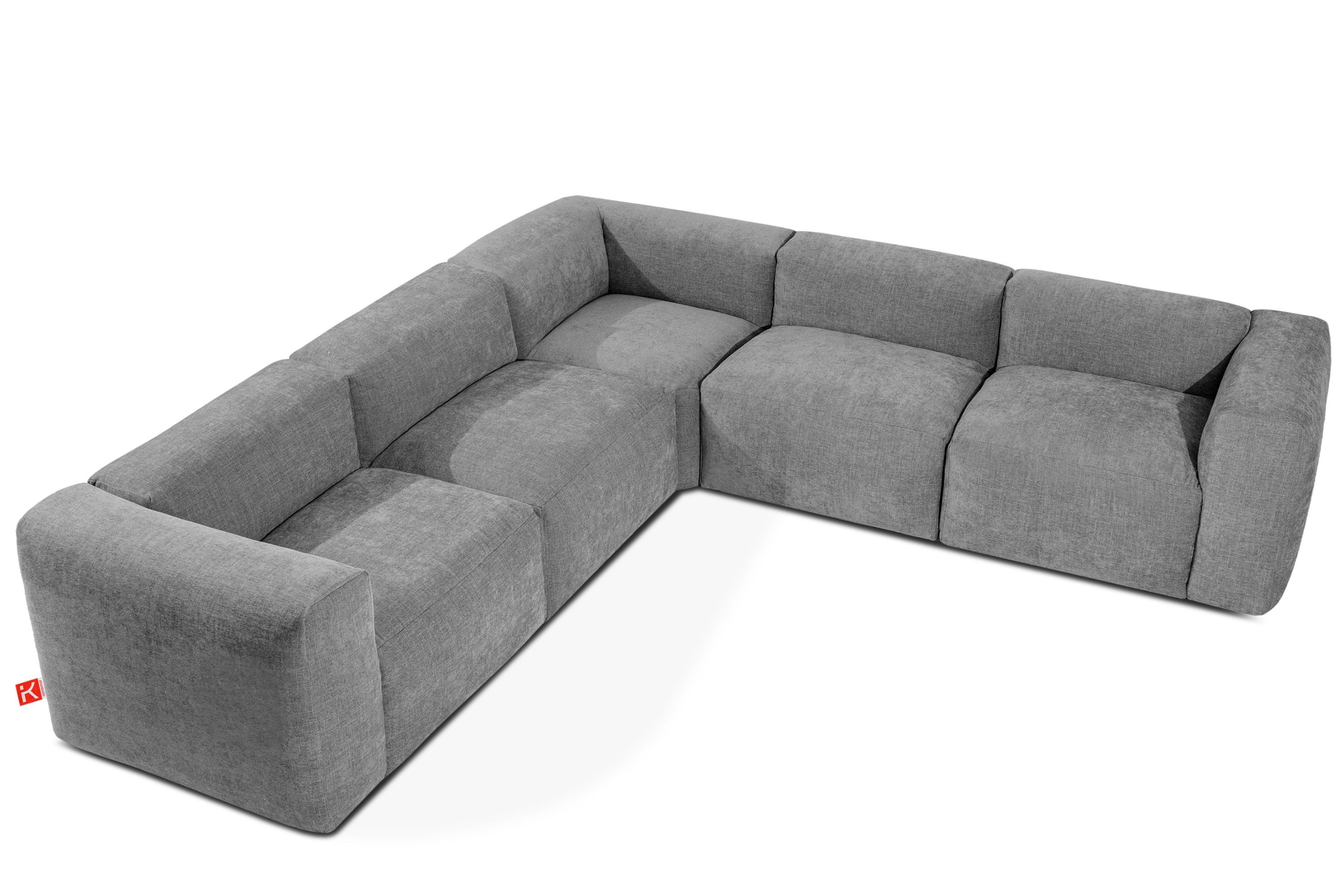 KONSIMO® Ecksofa BUFFO Ecksofa Links, hergestellt in der EU, 5 Personen, bequemer Sitz, Modern, Wellenfeder