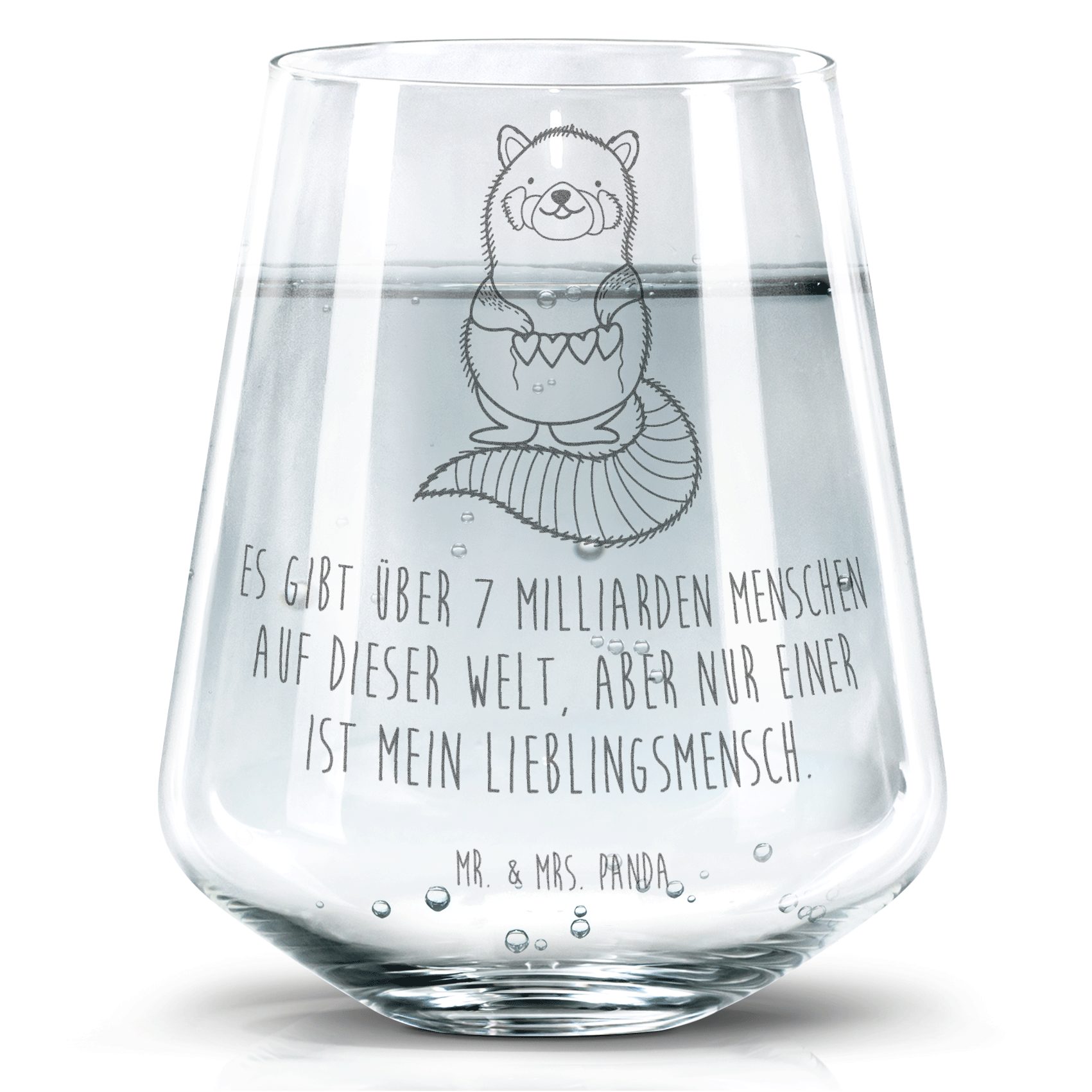 Mr. & Mrs. Panda Glas Roter Panda Transparent Geschenk, lustige