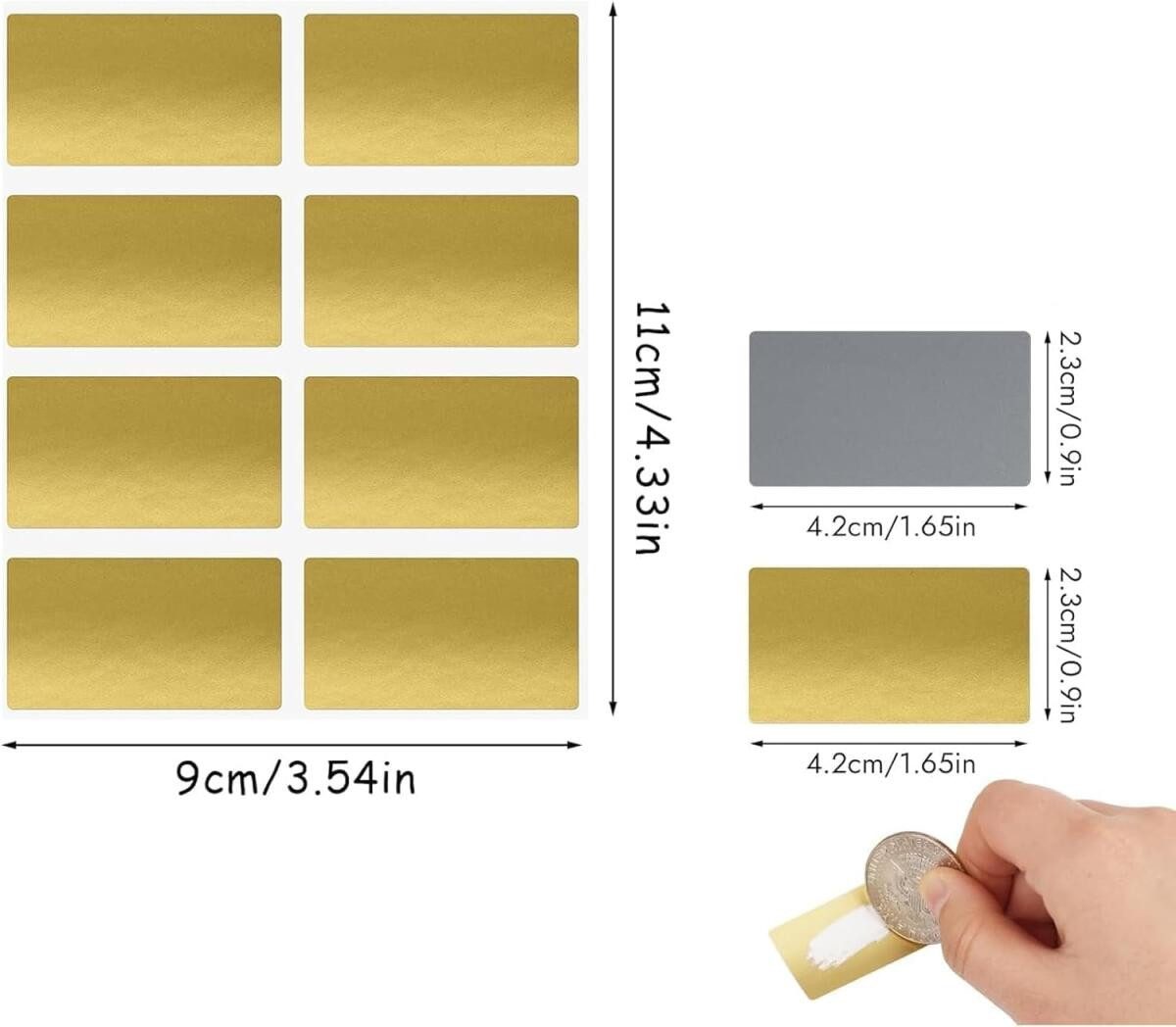 FELIXLEO Aufkleber 200 Rubbelaufkleber Rechteck Scratch Sticker für Party DIY 23x42mm, (200tlg)