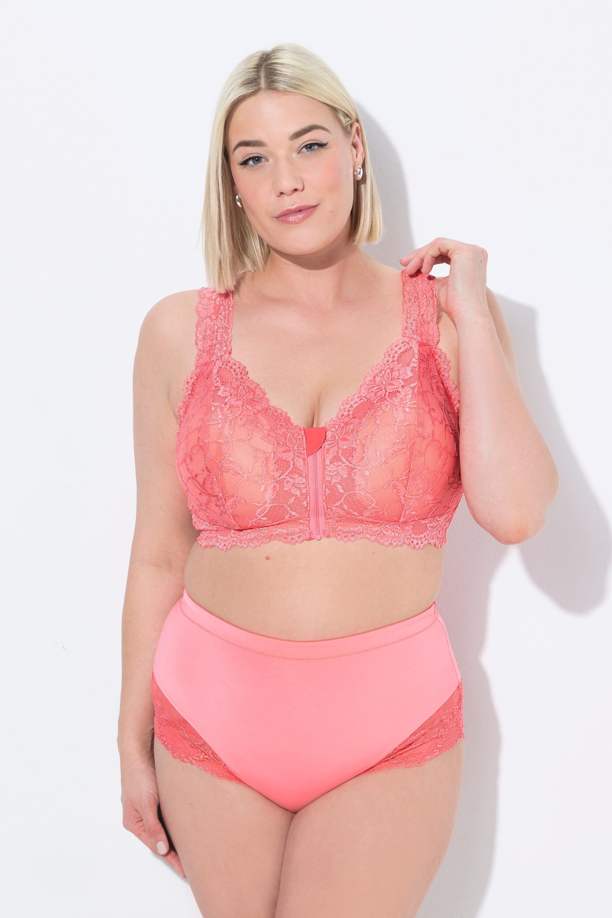 Ulla Popken Bustier Bralette Spitze Reißverschluss ohne Bügel