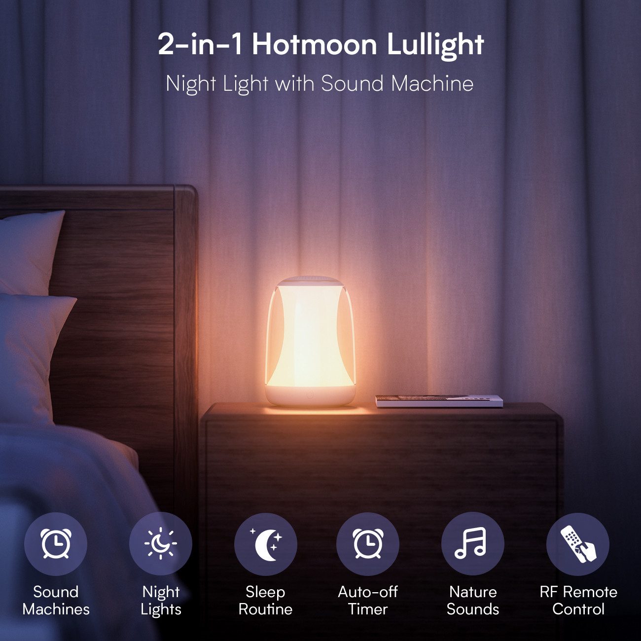 Novostella LED Nachtlicht RGB LED Nachtlicht Kinderlampe Nursey Licht mit 27 weißen Geräuschen, LED fest integriert