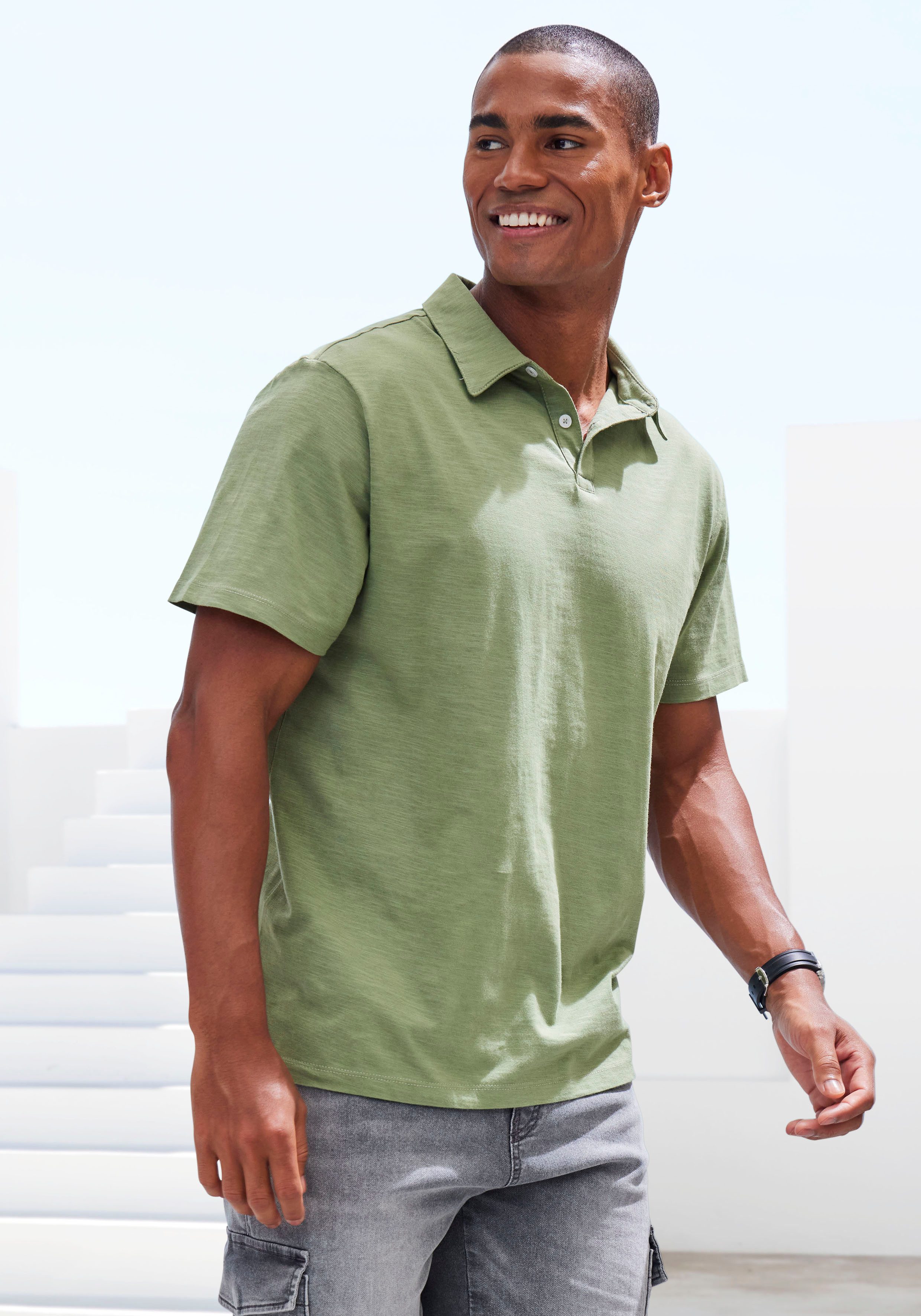 John Devin Poloshirt "mit Slub-Garn Struktur" Packung, 2er-Pack, 2 Stk. tlg günstig online kaufen
