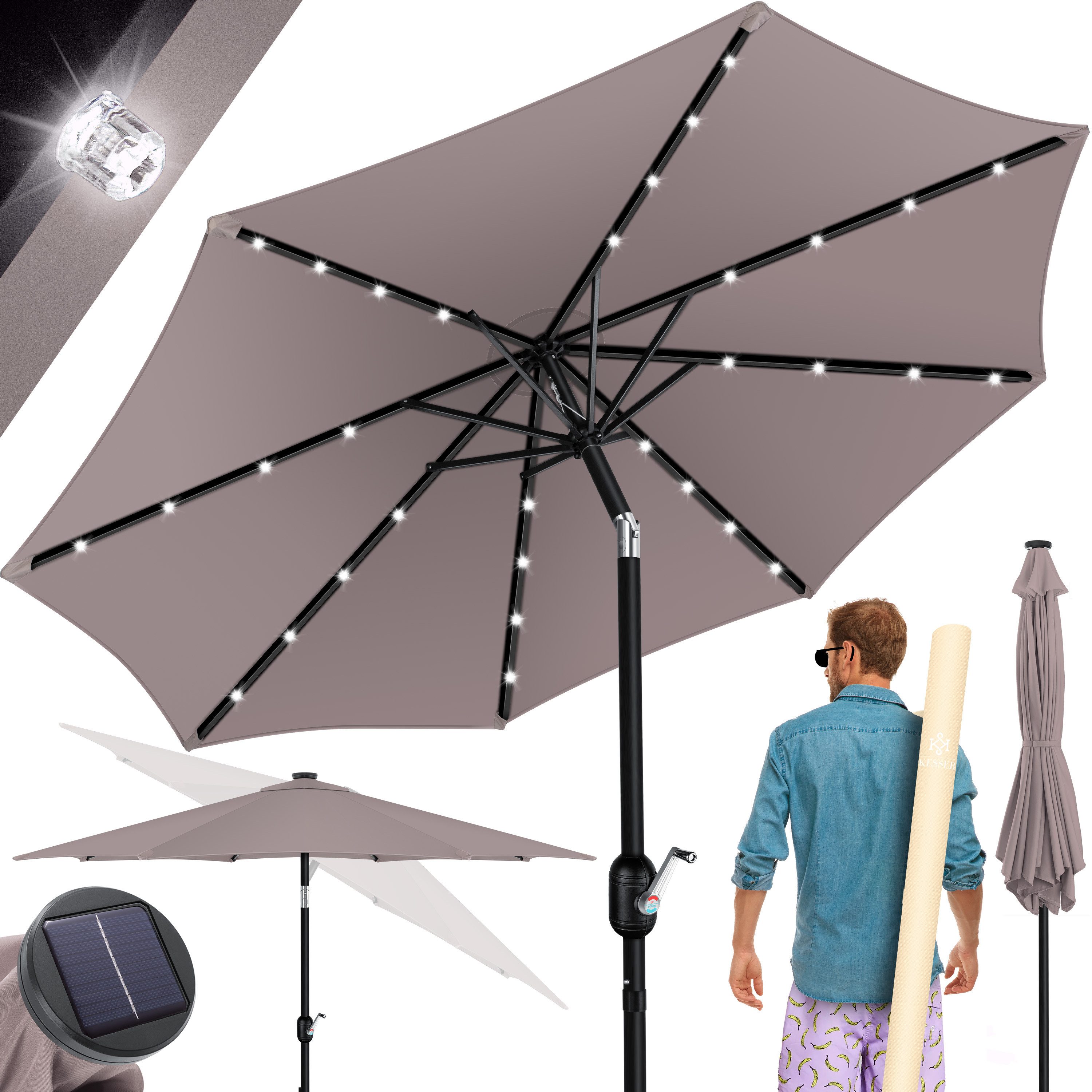 KESSER Sonnenschirm, Sonnenschirm Balkonschirm LED Solar günstig online kaufen