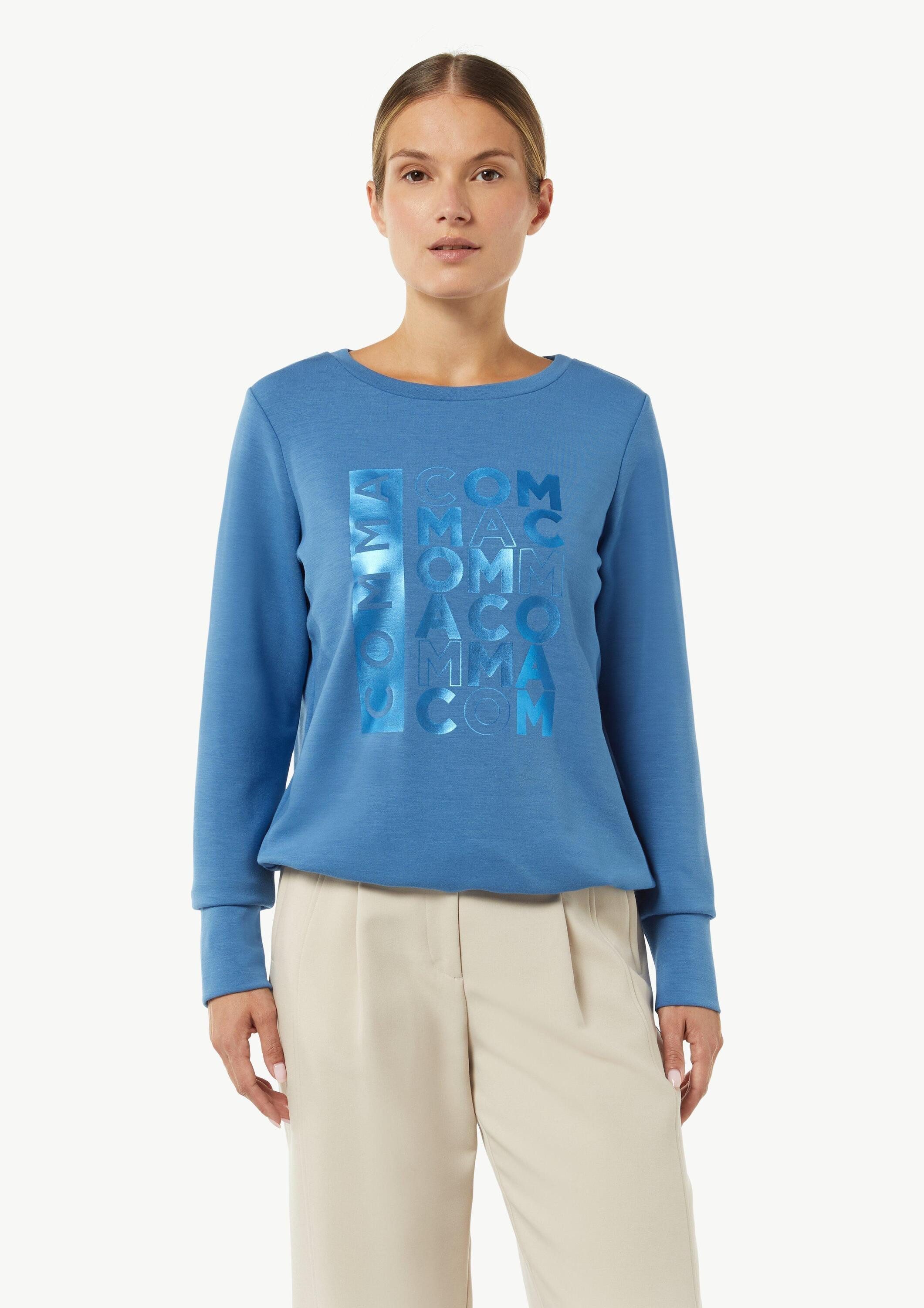 comma Sweatshirt Sweatshirt Sweatshirt mit Tunnelzug im Saum