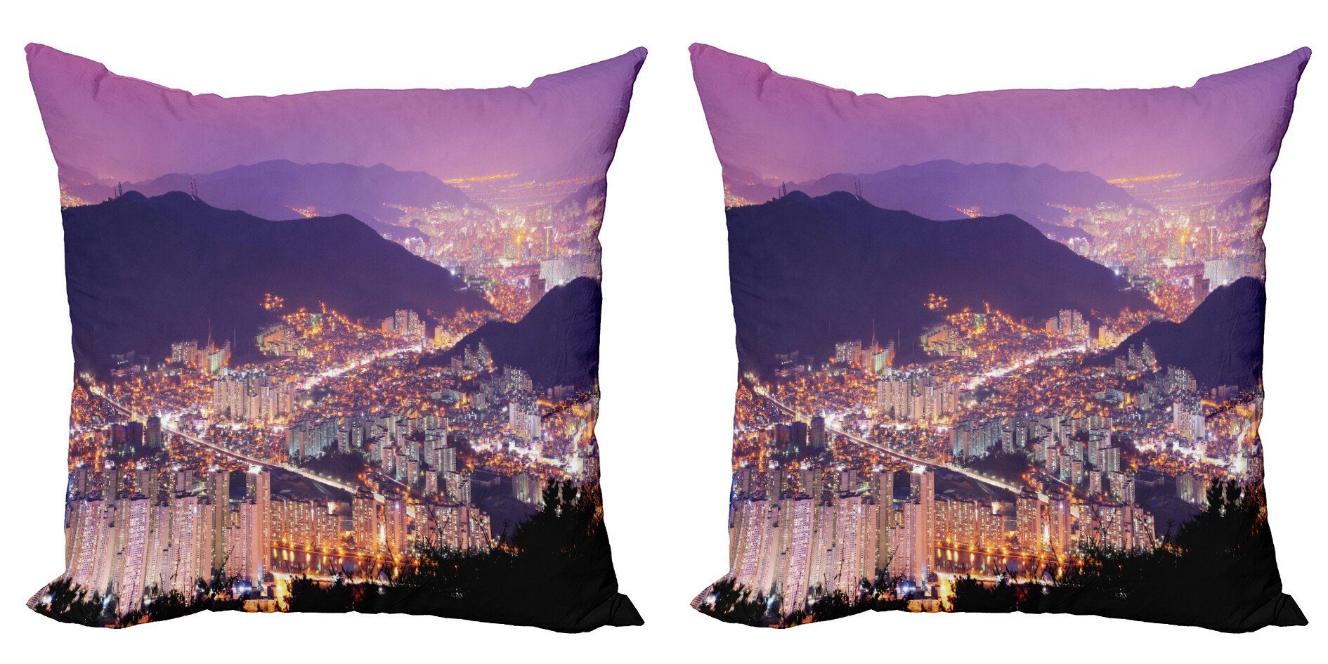Kissenbezüge Modern Accent Doppelseitiger Digitaldruck, Abakuhaus (2 Stück), Städtisch Skyline von Busan Korea