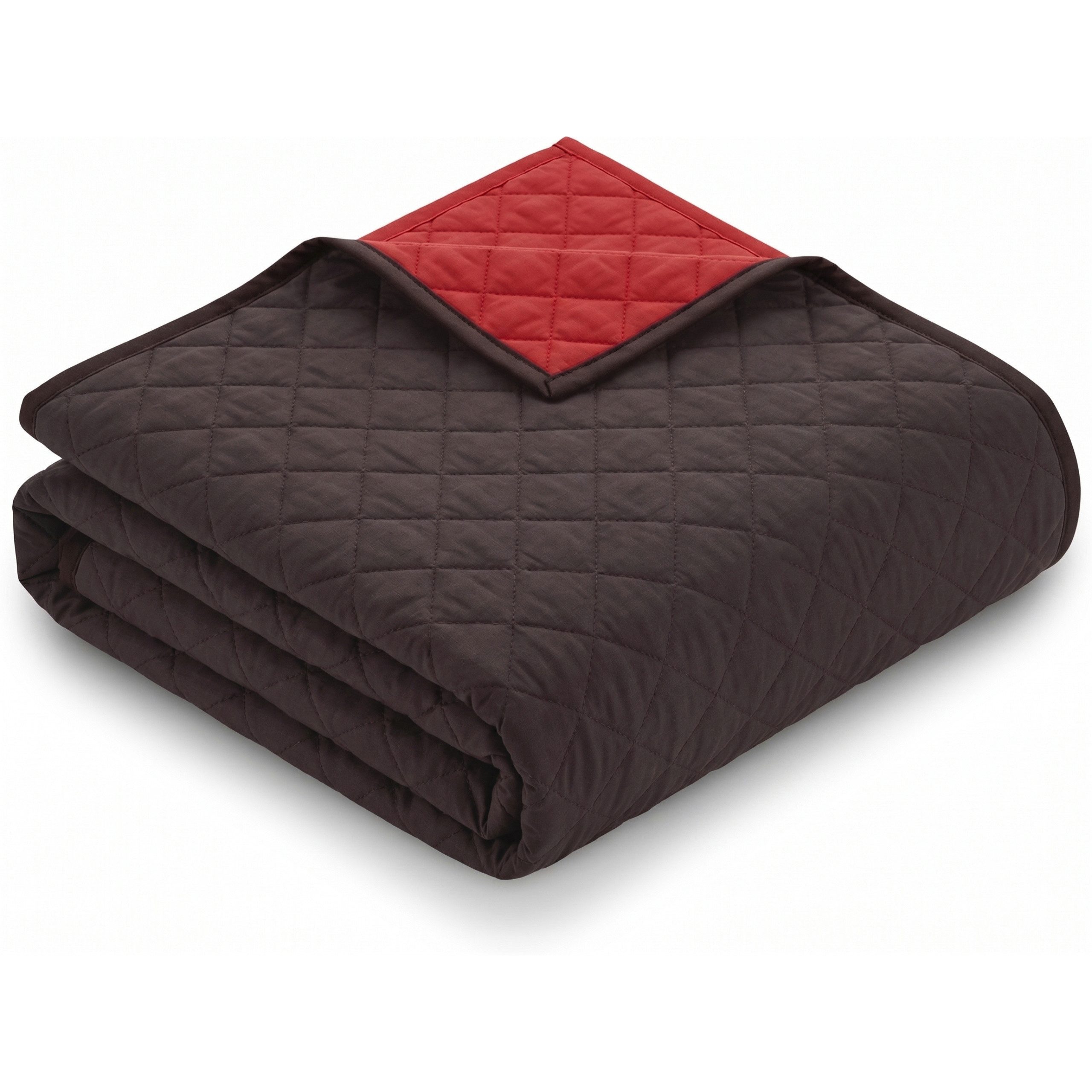 Wohndecke XXL Tagesdecke ca. 220 x 240 cm, schwarz-braun / rot gesteppt, kamelshopping, Wendedecke ideal als Bettüberwurf, Schondecke, Sofadecke