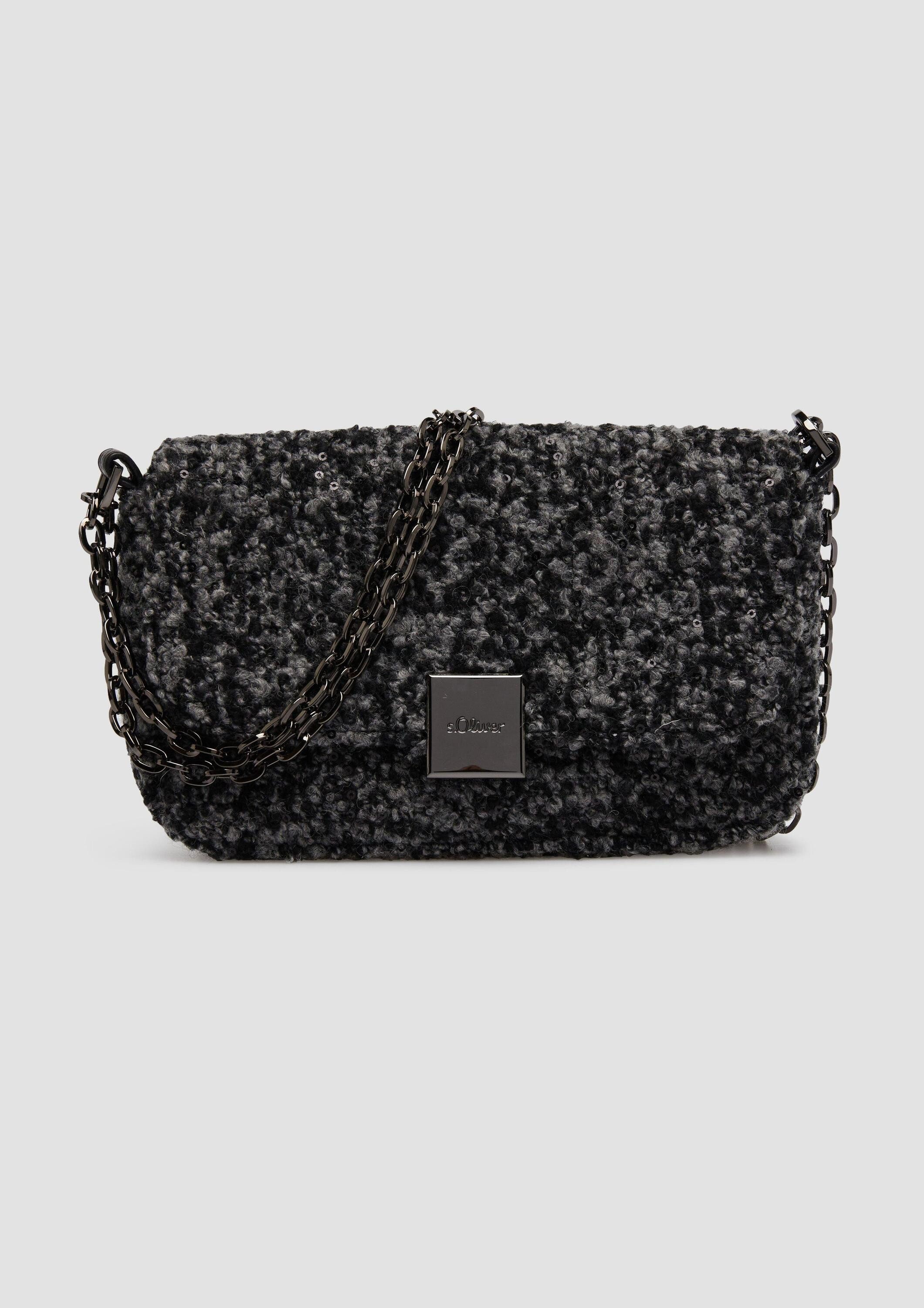 s.Oliver Handtasche Tasche, Clutch mit Schulterkette in Bouclé-Oberfläche