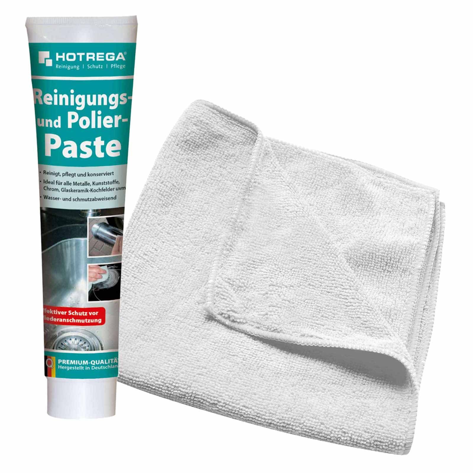 Reinigungs Polierpaste Glaskeramik Kochfeld 125ml inkl Microfasertuch Pflegeset