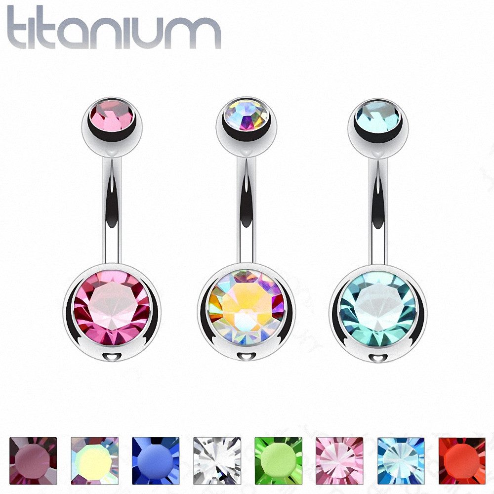 Taffstyle Bauchnabelpiercing Bauchnabelpiercing Titan G23 Doppelkristall günstig online kaufen