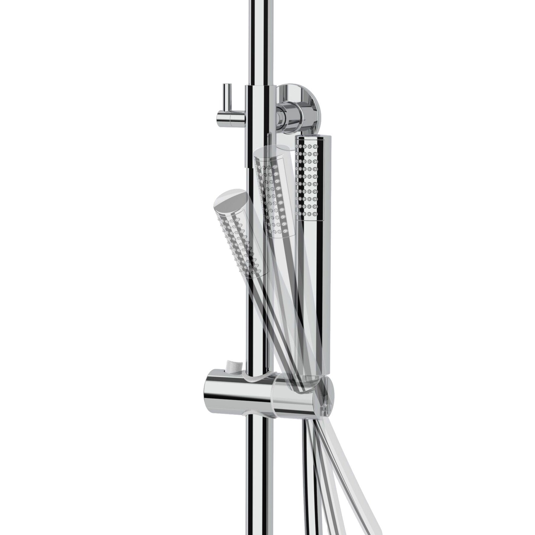 KOLMAN Duschsystem LUGO Thermostatisch Brausegarnitur Regendusche mit Aushlauf in Chrom, Höhe 180 cm