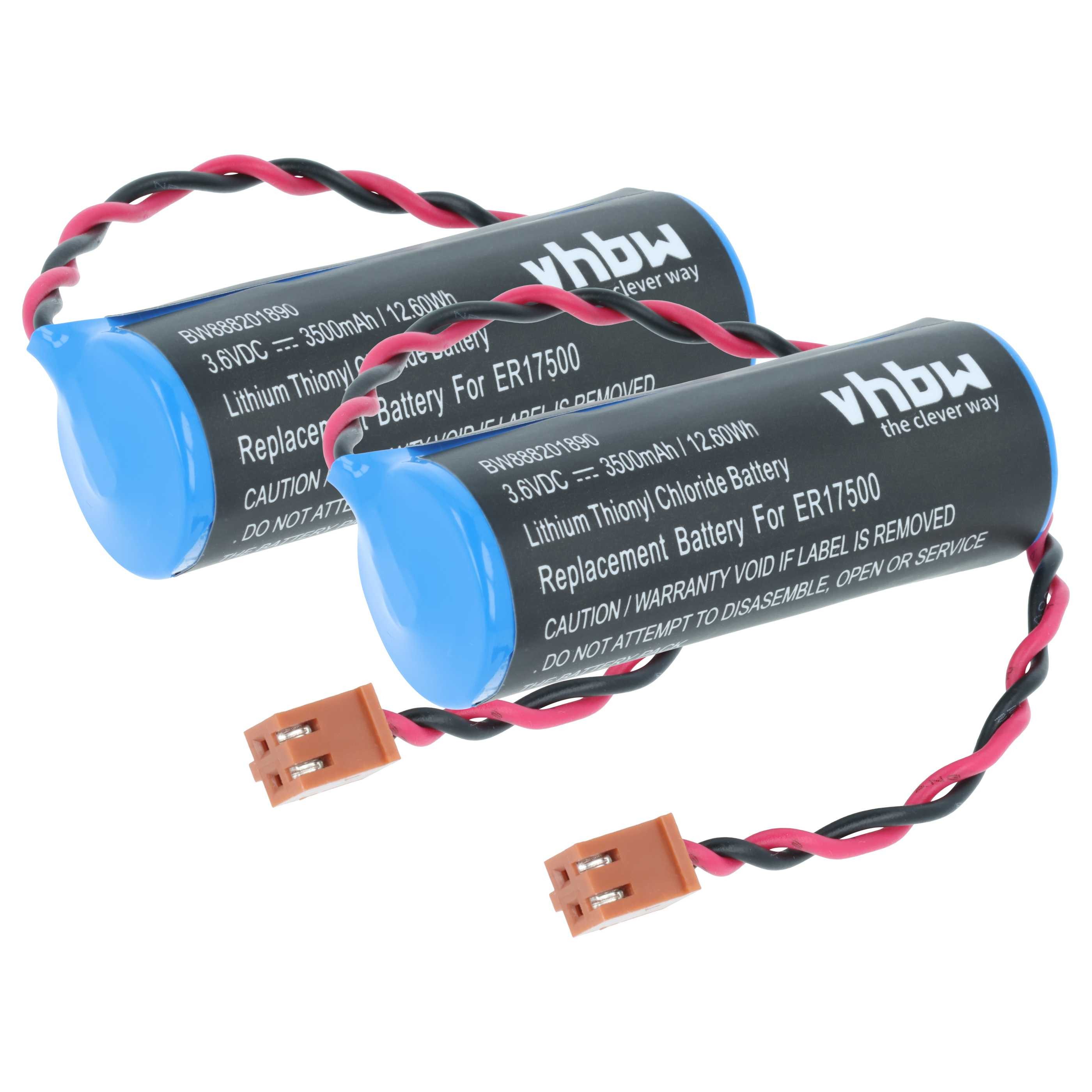 vhbw Batterie passend für Panasonic VR-006, VR-004, VR8, ER6VCT, VR-008, Akku Batterie Li-SOCl2 3500 mAh (3,6 V, 2 St), Leistungsfähige Ersatz-Batterie für Industrie Controller