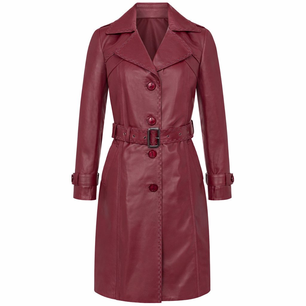 Mouflon Lederjacke Camila Einreihiger Ledertrenchcoat aus echtem, softem Lammnappa-Leder.