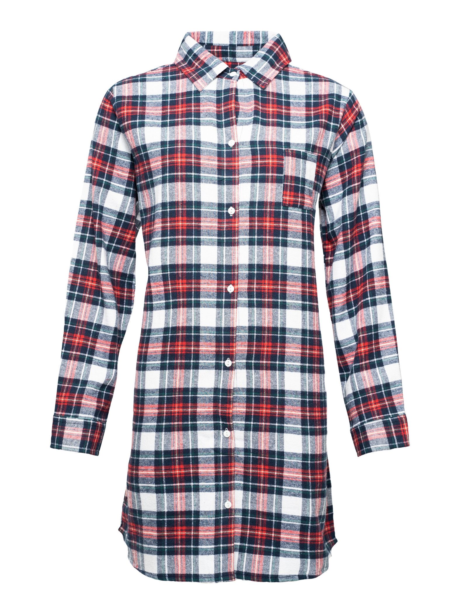 HAPPY SHORTS Schlafanzug Happy Shorts Damen Nachthemd Schlafshirt Sleepwear Flanell Kariert