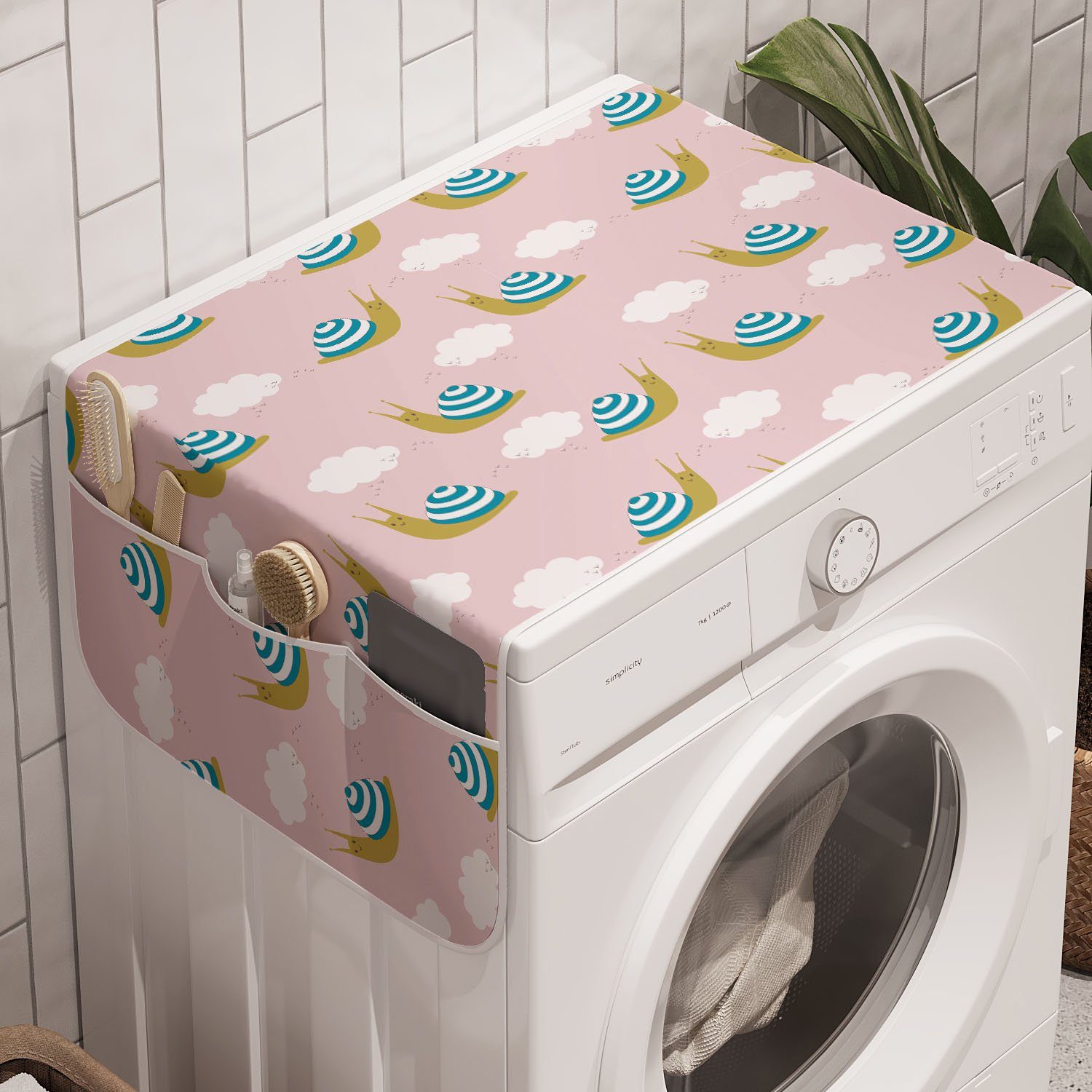 Abakuhaus Badorganizer Anti-Rutsch-Stoffabdeckung für Waschmaschine und Trockner, Schnecke Cartoon Konzept Tier