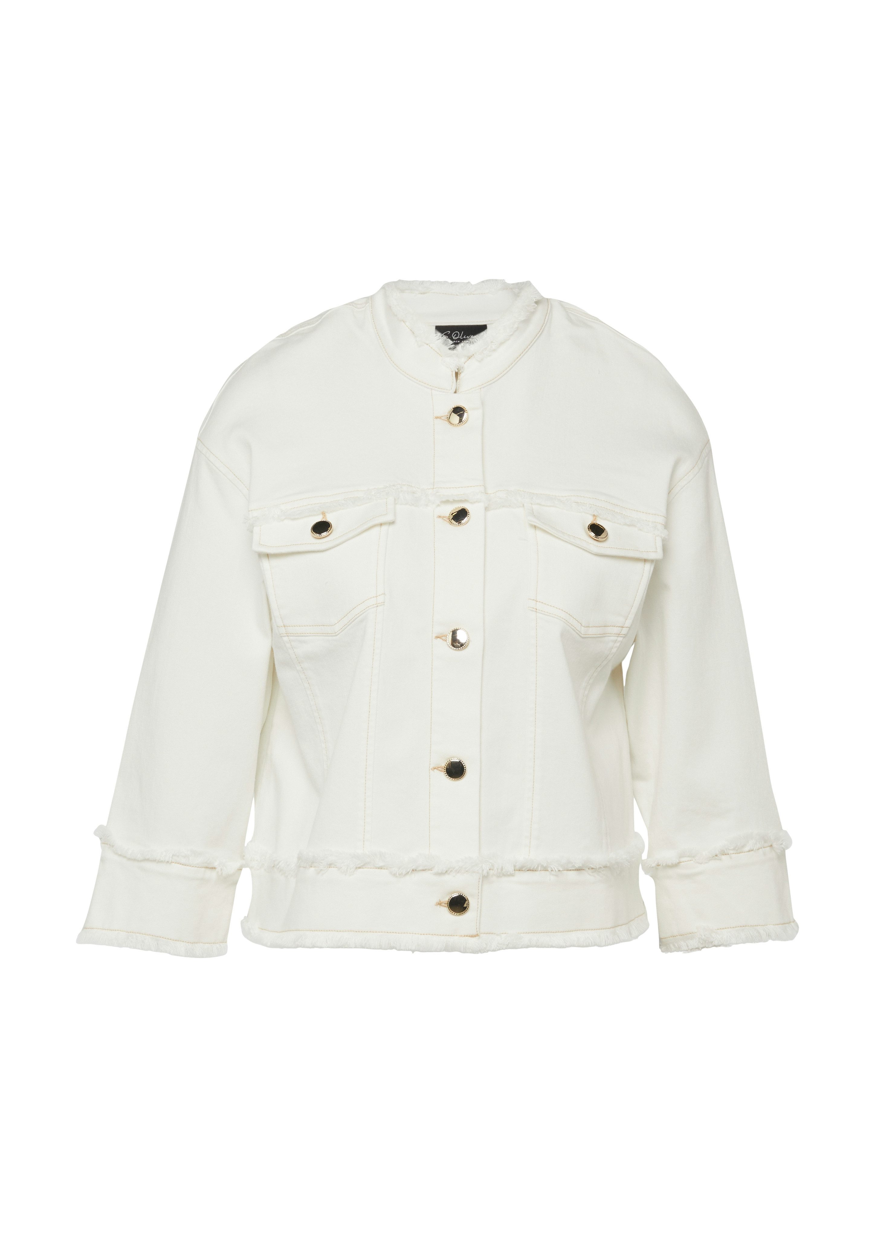 s.Oliver BLACK LABEL Kurzblazer 3/4-Arm mit Fransen und goldener Knopfleist günstig online kaufen