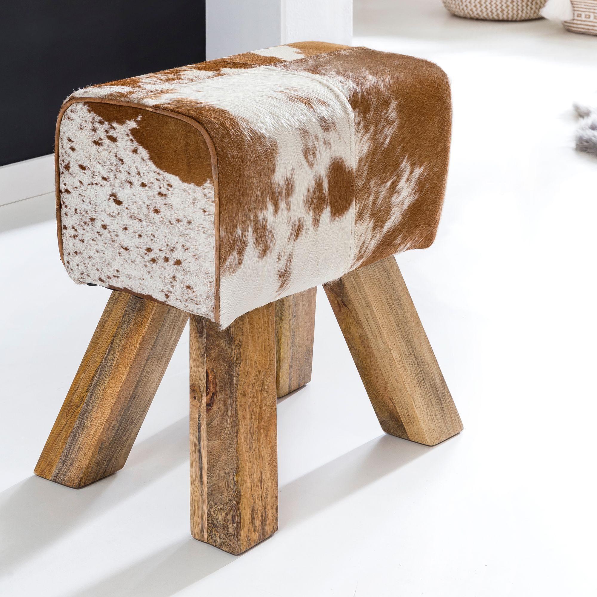 FINEBUY Sitzhocker SuVa6435_1 (Turnbock Ziegenfell Braun günstig online kaufen
