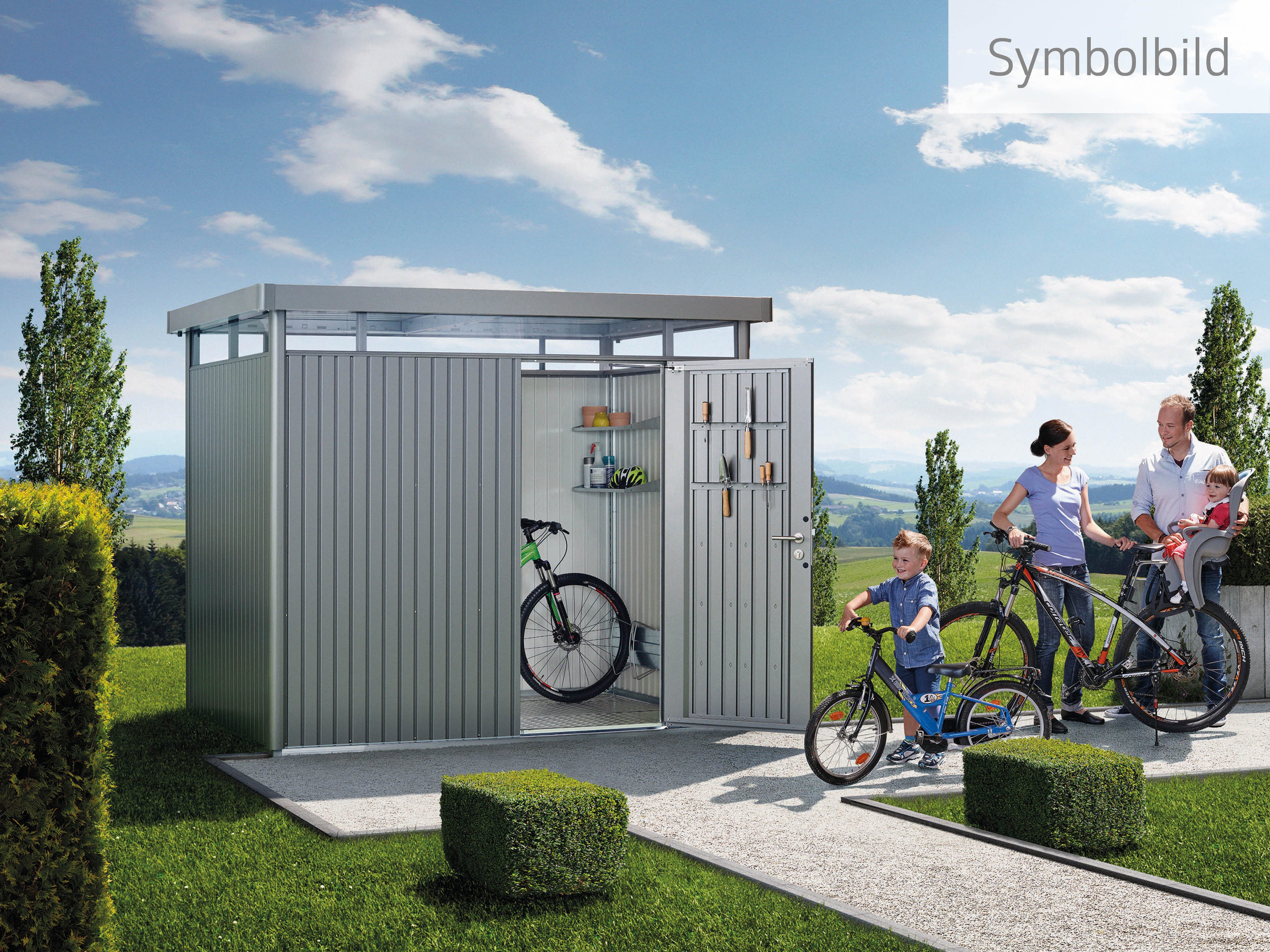 Biohort Gerätehaus HIGHLINE Gr. H2, verschiedene Farben, BxT: 275x195 cm, stylisches Metall-Gartenhaus mit Flachdach