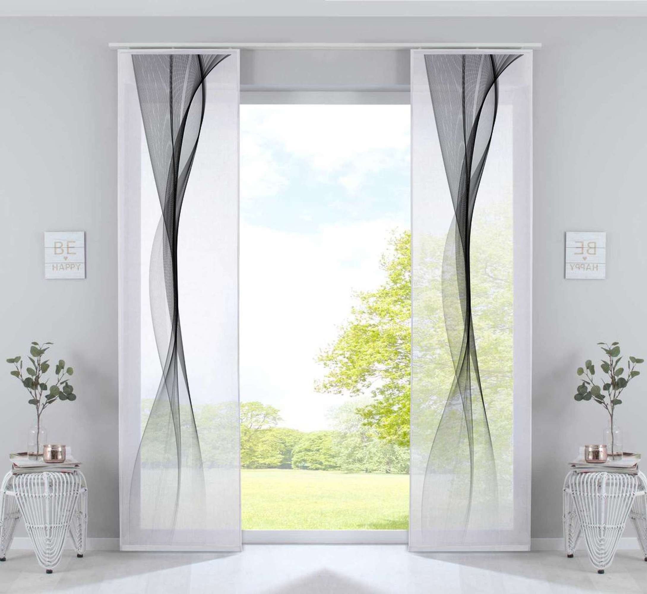 Gardinenbox Schiebegardine (2 St), Klettband, halbtransparent, 2er Set Schi günstig online kaufen
