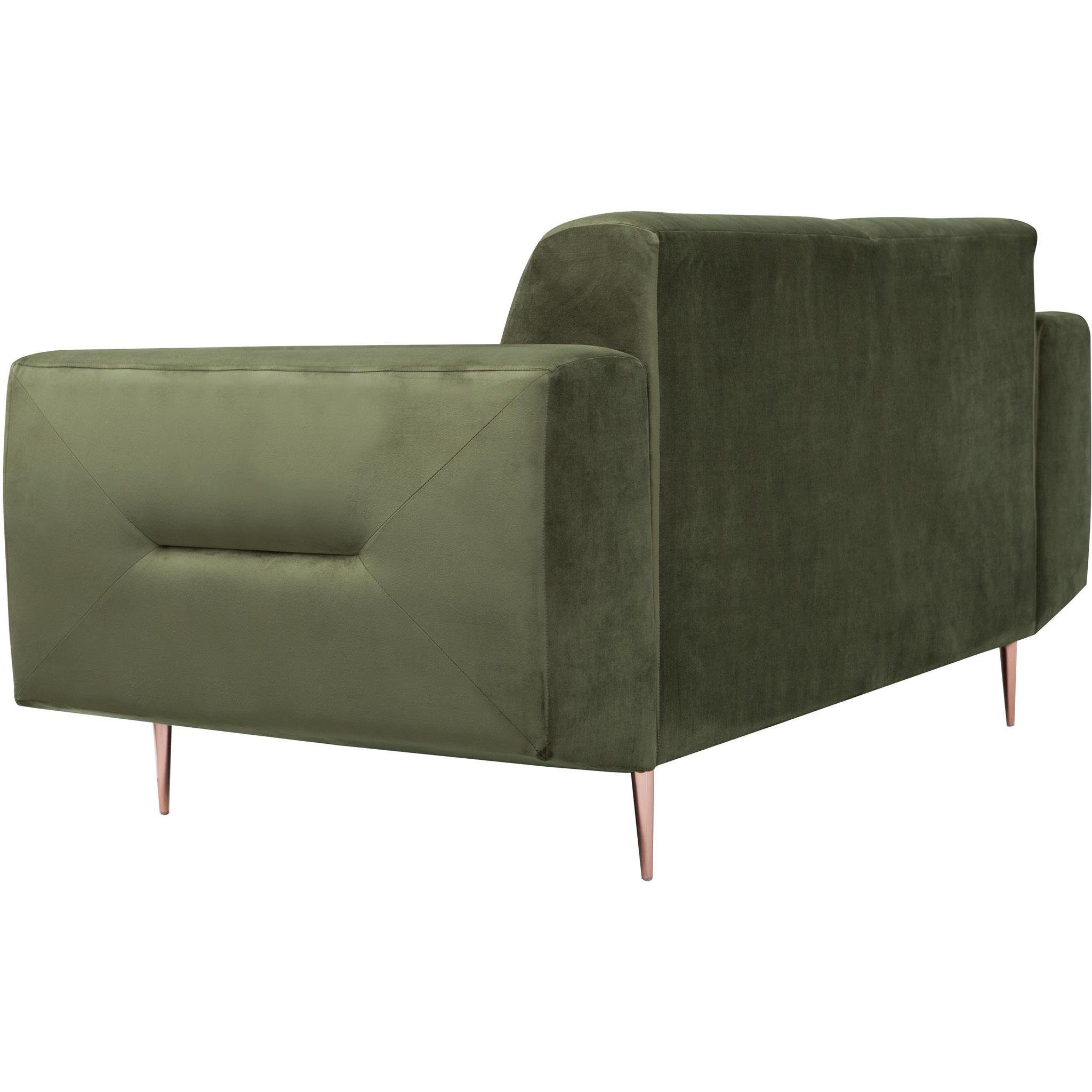 Metallbeine, mit Design, Beautysofa aus Dreisitzer modernes Grün 77) Polstersofa (bluvel Velours VENEZIA, im Sofa 3-Sitzer