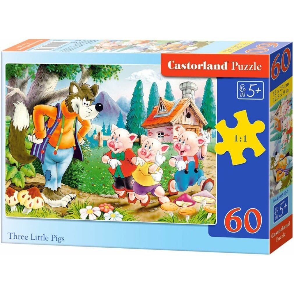 Castorland Puzzle Puzzle über die drei kleinen Schweinchen 60 Teile, Puzzleteile