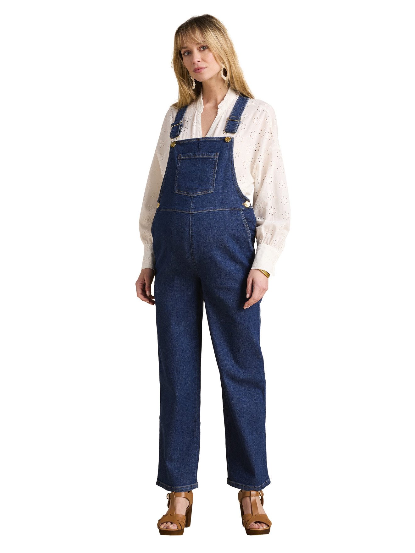 Jumpsuit Weite Umstands-Latzhose aus waterless-Denim
