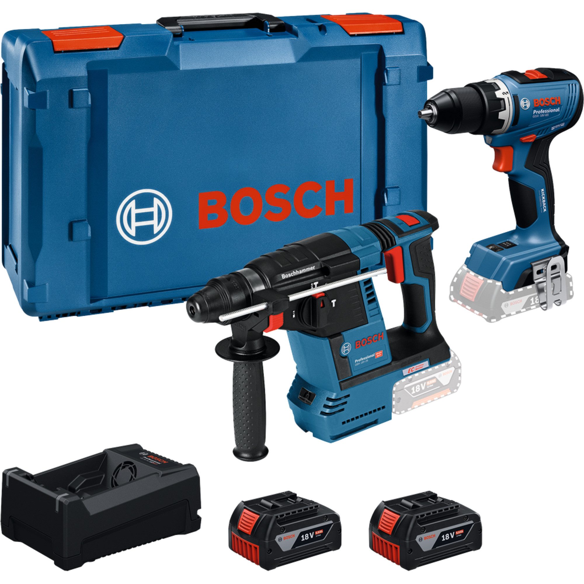 Bosch Professional Bohrmaschine Bosch Professional Combo Kit Akku-Bohrschrauber 18