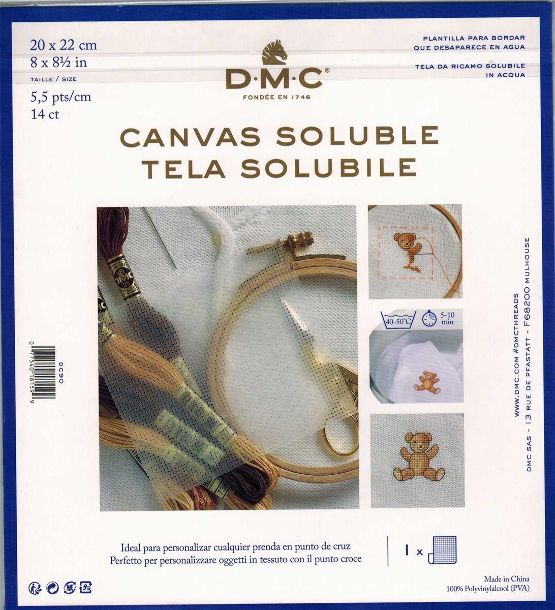 DMC Kreativset DMC auflösbares Soluble Canvas, 20x22cm, (embroidery kit by Marussia)