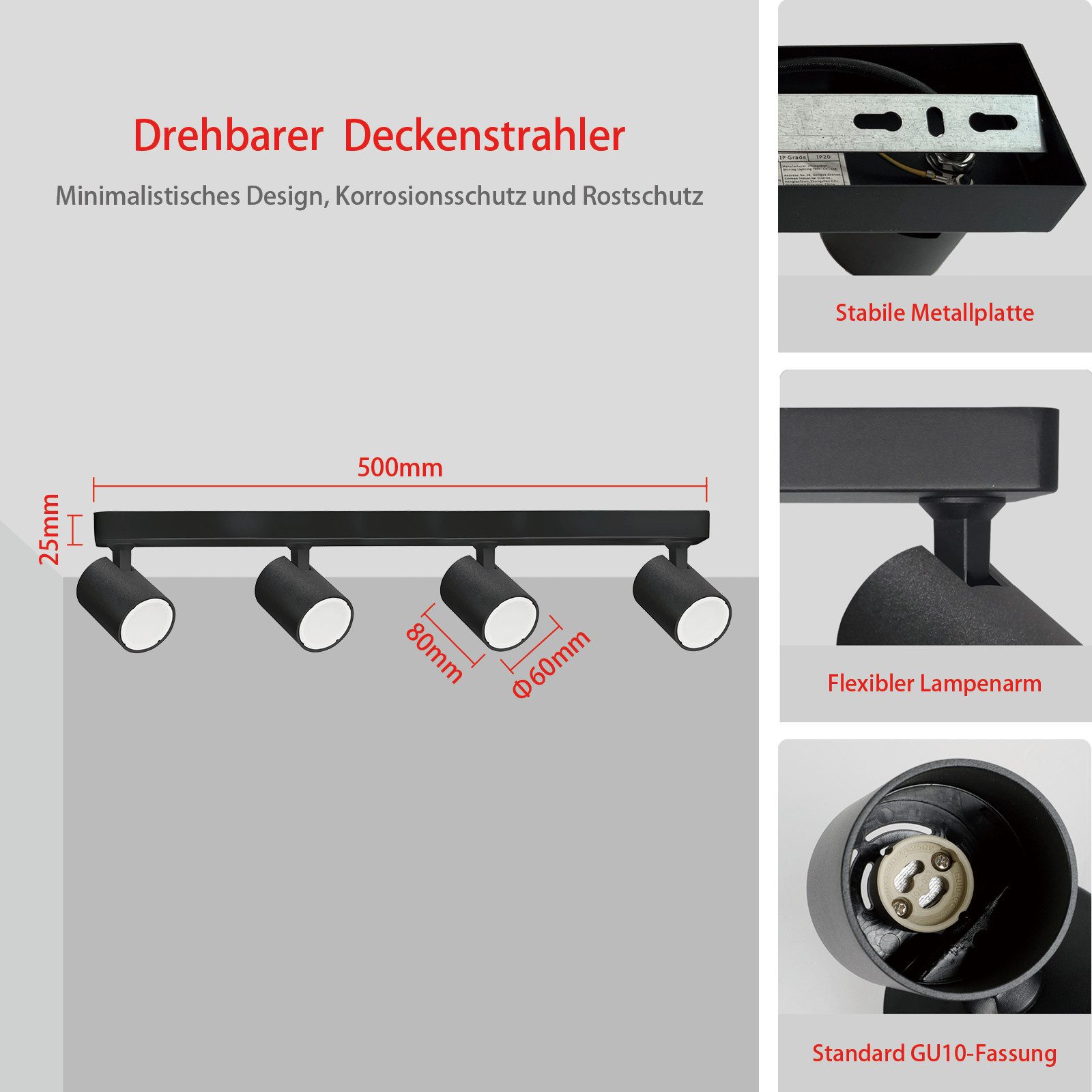 Zedelmaier Deckenstrahler Deckenspots Deckenleuchte max.7W, GU10, günstig online kaufen