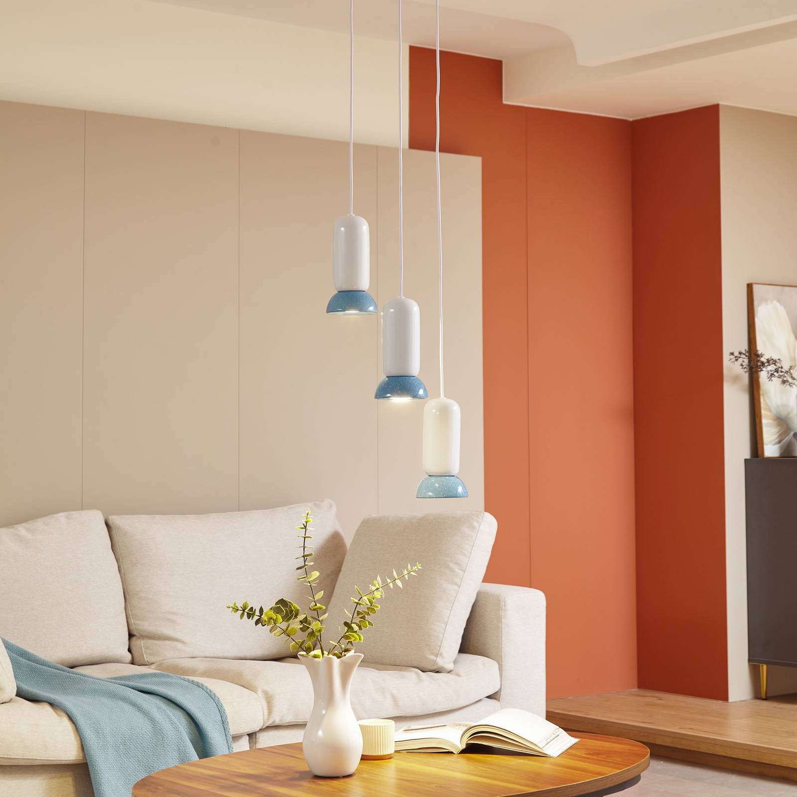 Lindby Hängeleuchte Kerimi, Keramik Weiß IP20, 3 x 10 W LED