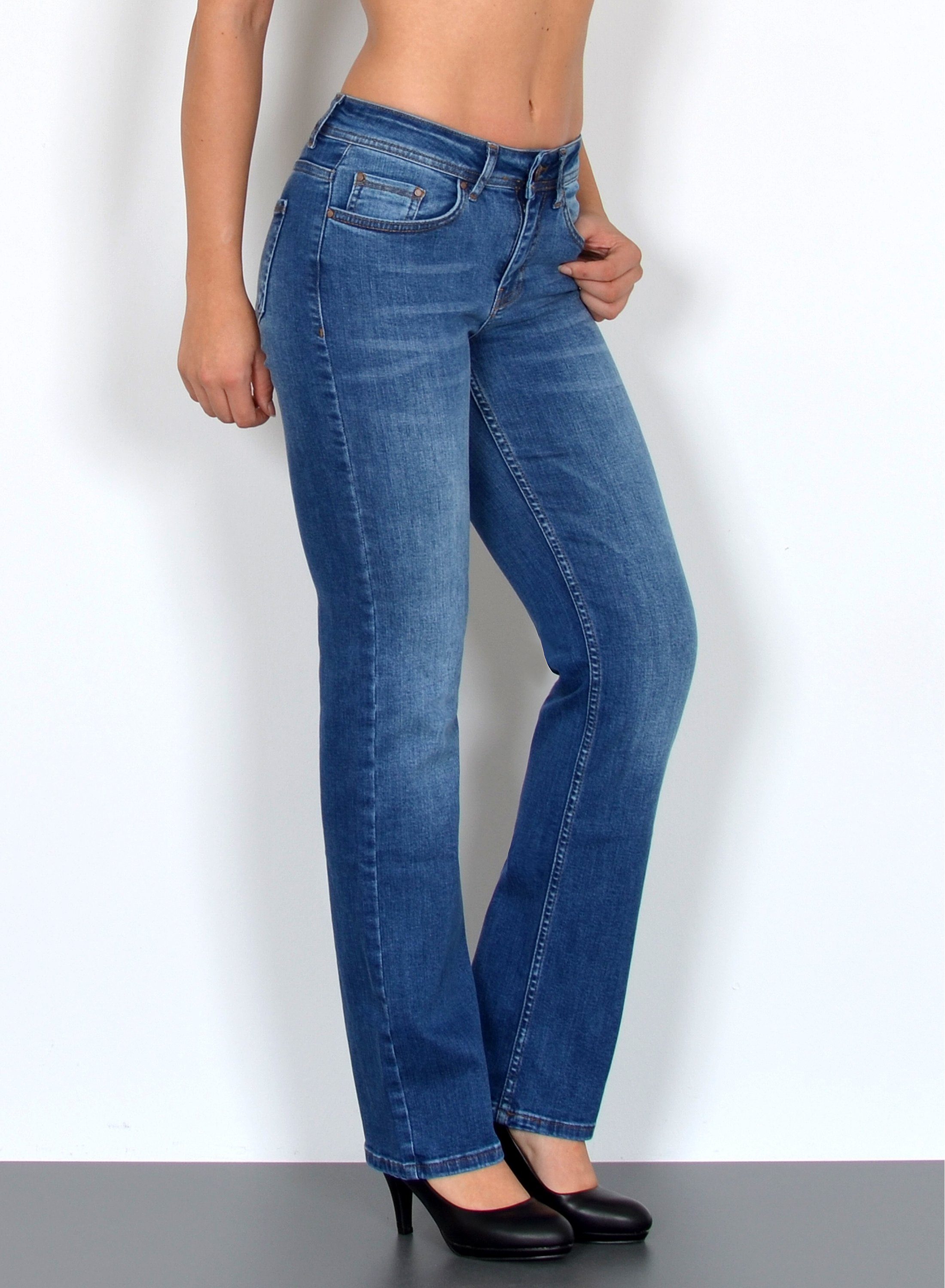 ESRA Straight-Jeans High Waist Damen Jeans Straight Leg Hose Stretch gerade günstig online kaufen